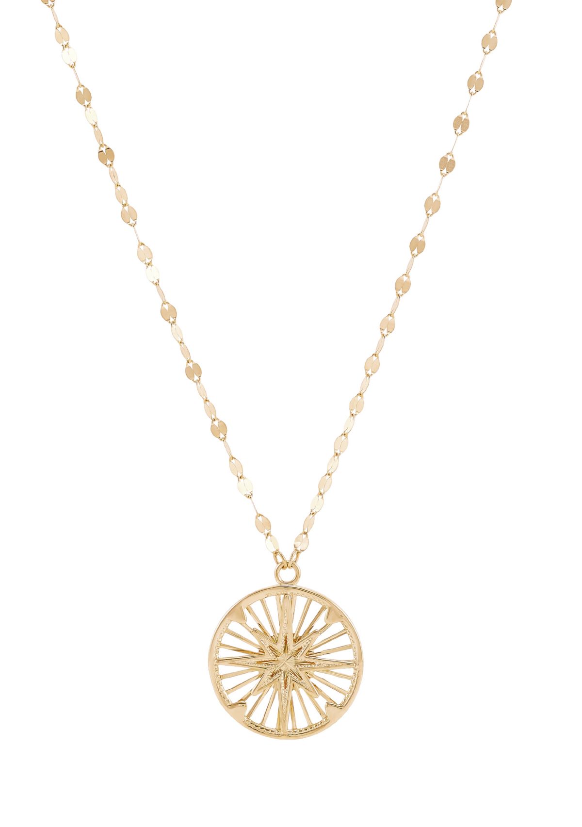 Round Disk Neclace with 18" Cable Chain in 10K Yellow Gold