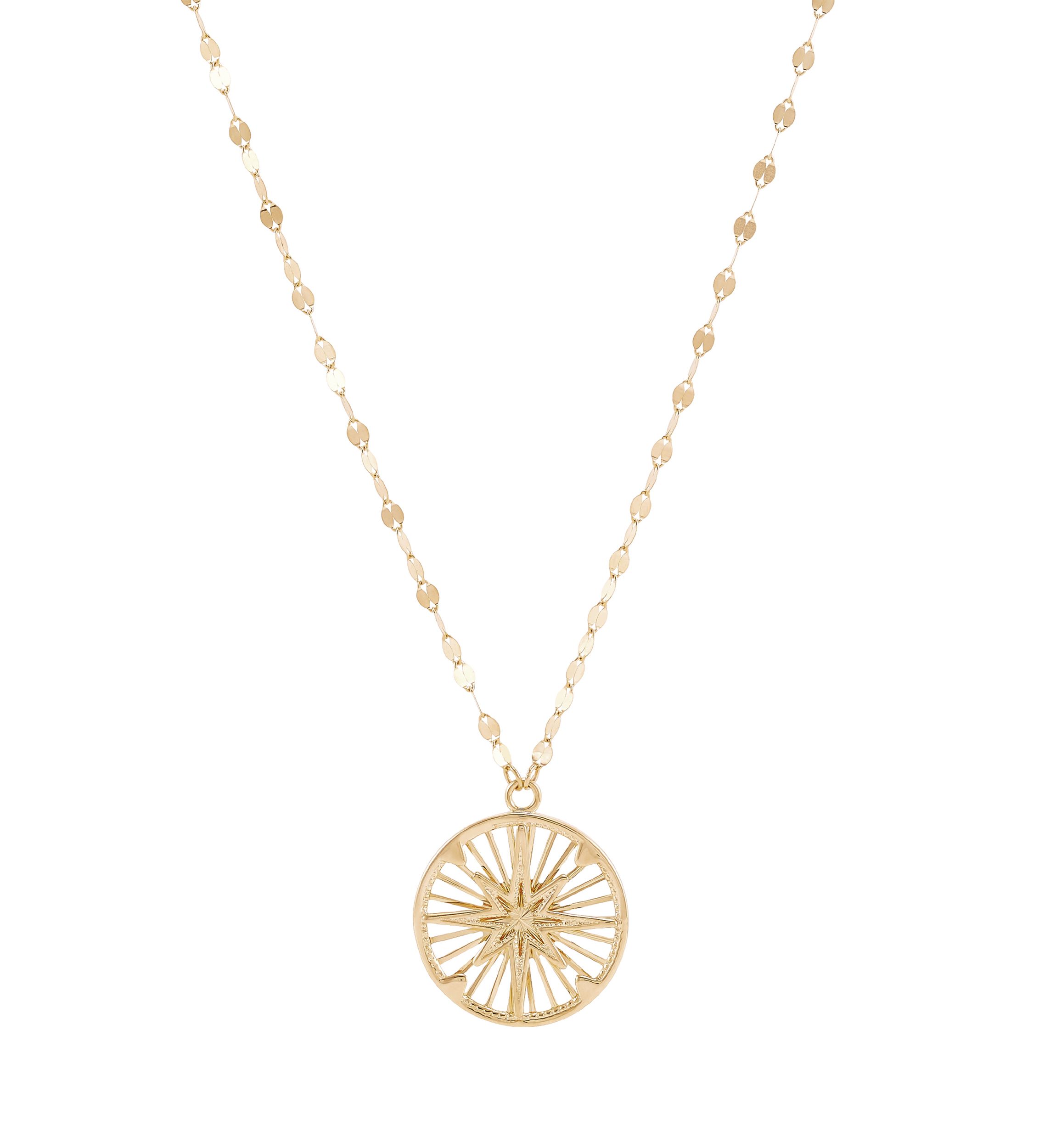 Round Disk Neclace with 18" Cable Chain in 10K Yellow Gold