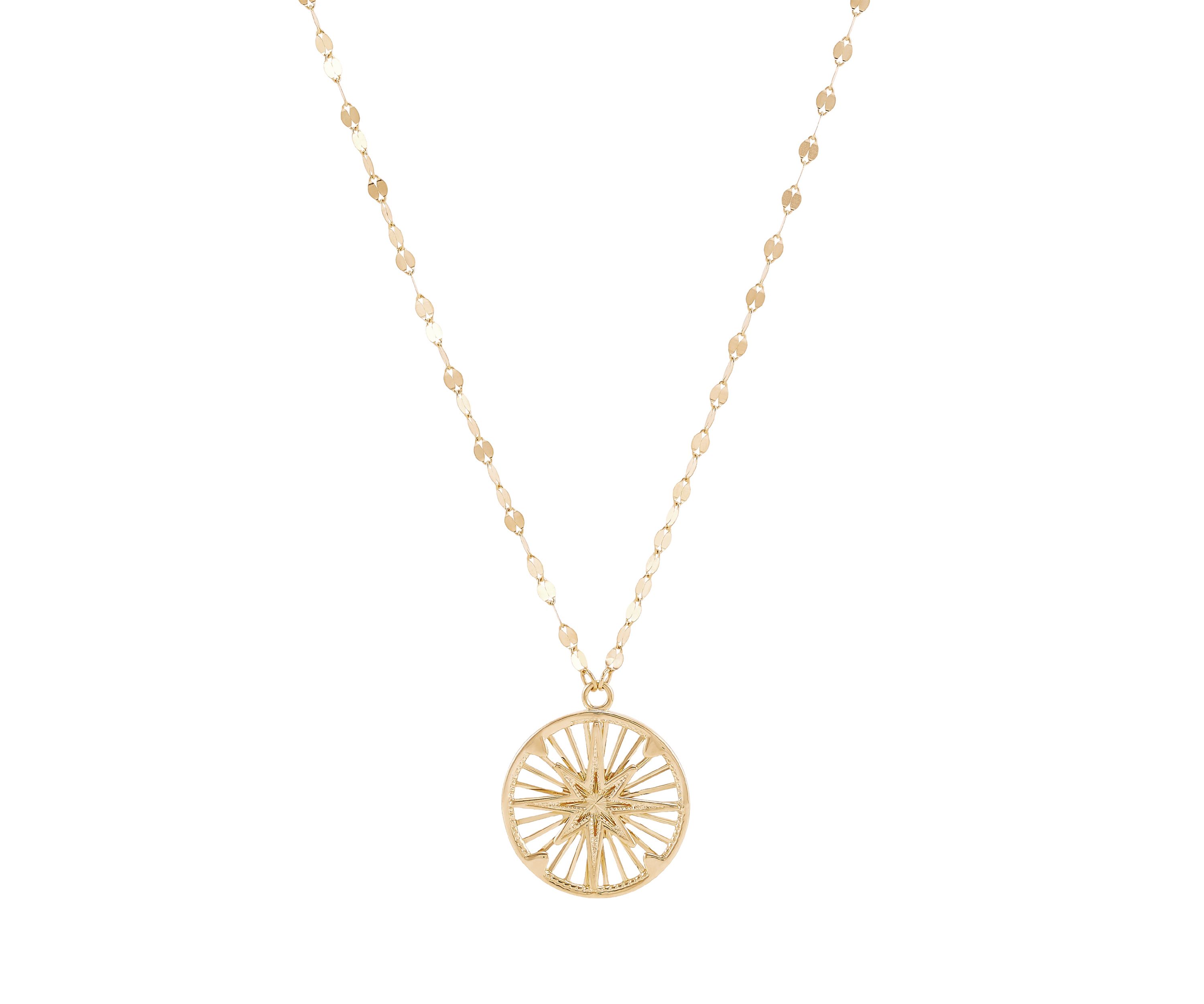 Round Disk Neclace with 18" Cable Chain in 10K Yellow Gold