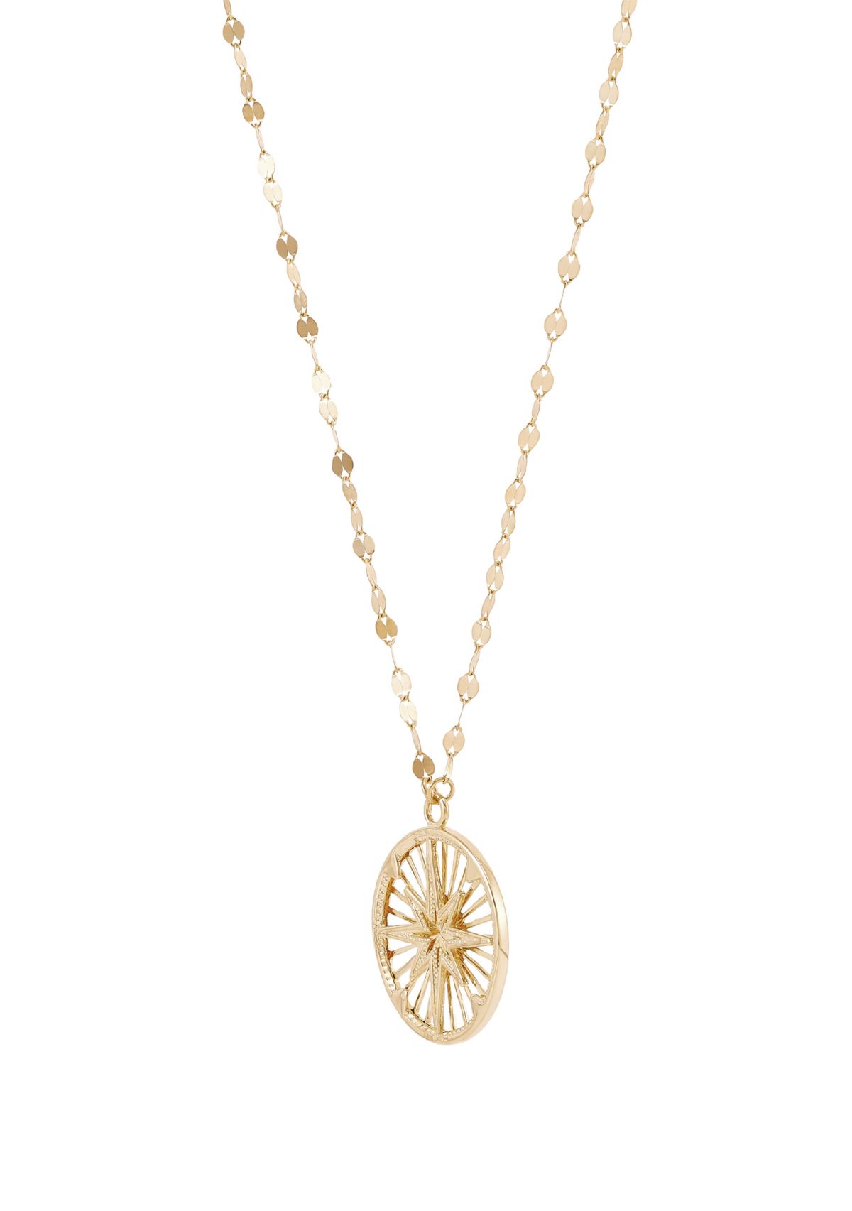 Round Disk Neclace with 18" Cable Chain in 10K Yellow Gold