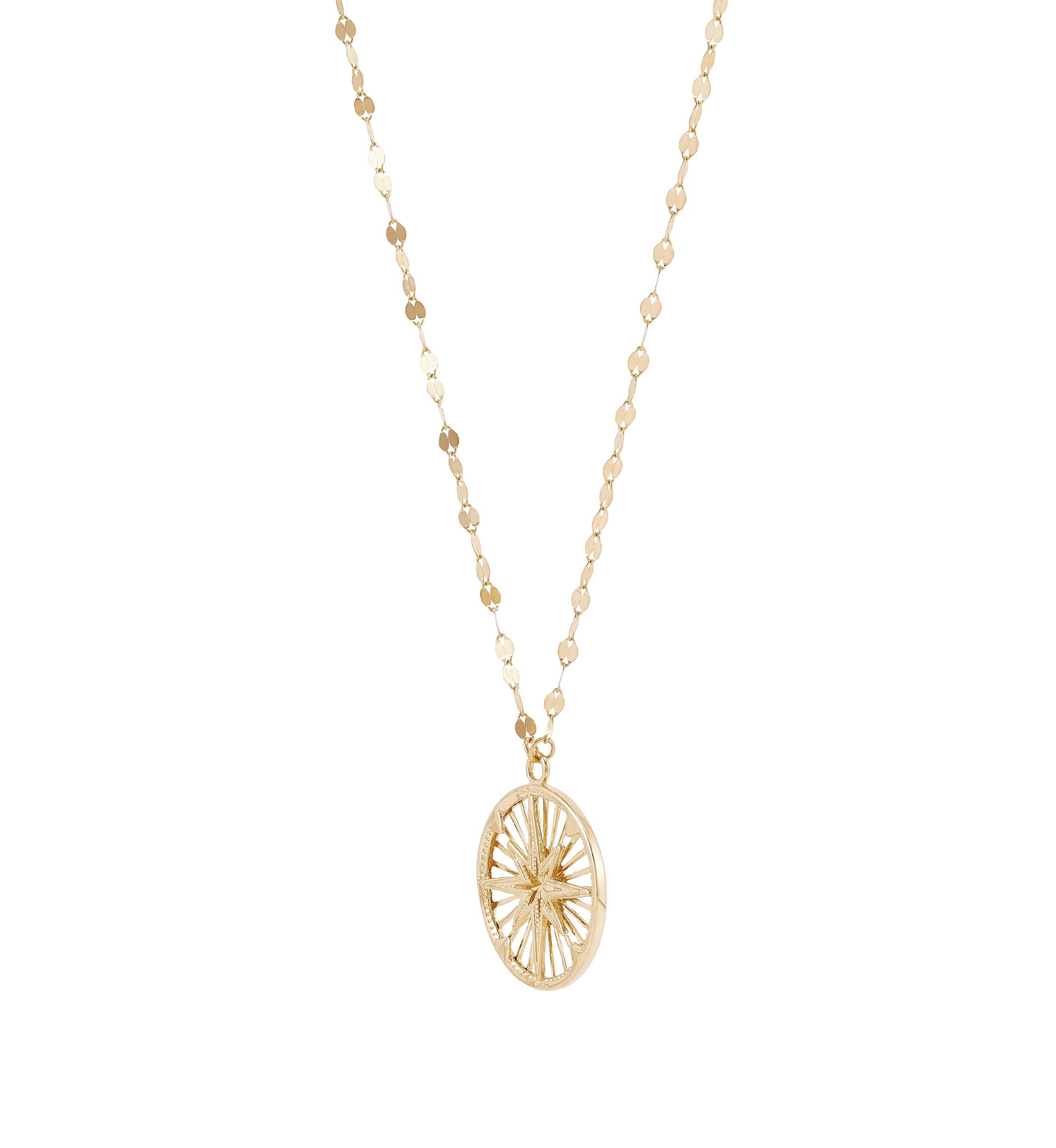 Round Disk Neclace with 18" Cable Chain in 10K Yellow Gold