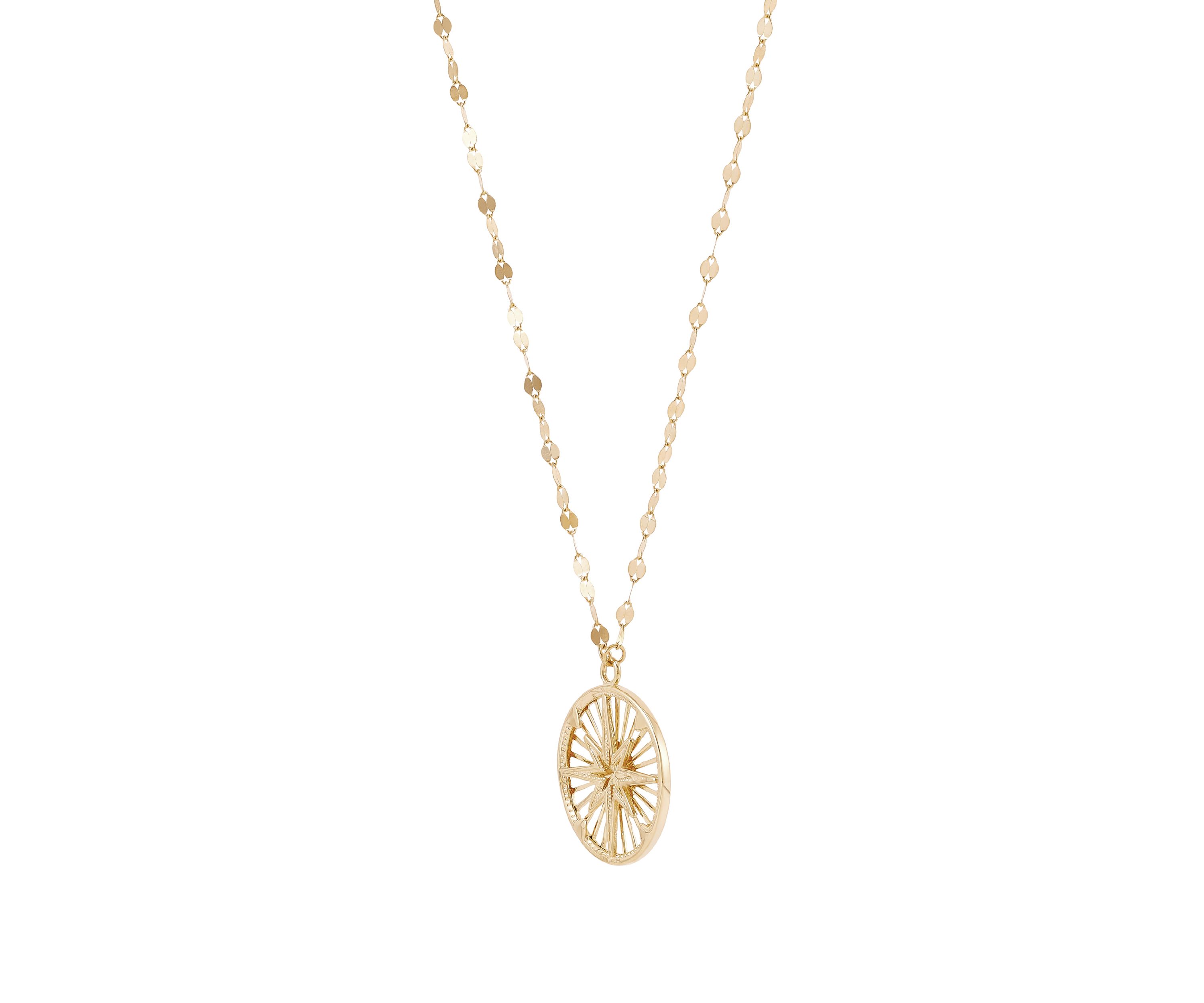 Round Disk Neclace with 18" Cable Chain in 10K Yellow Gold