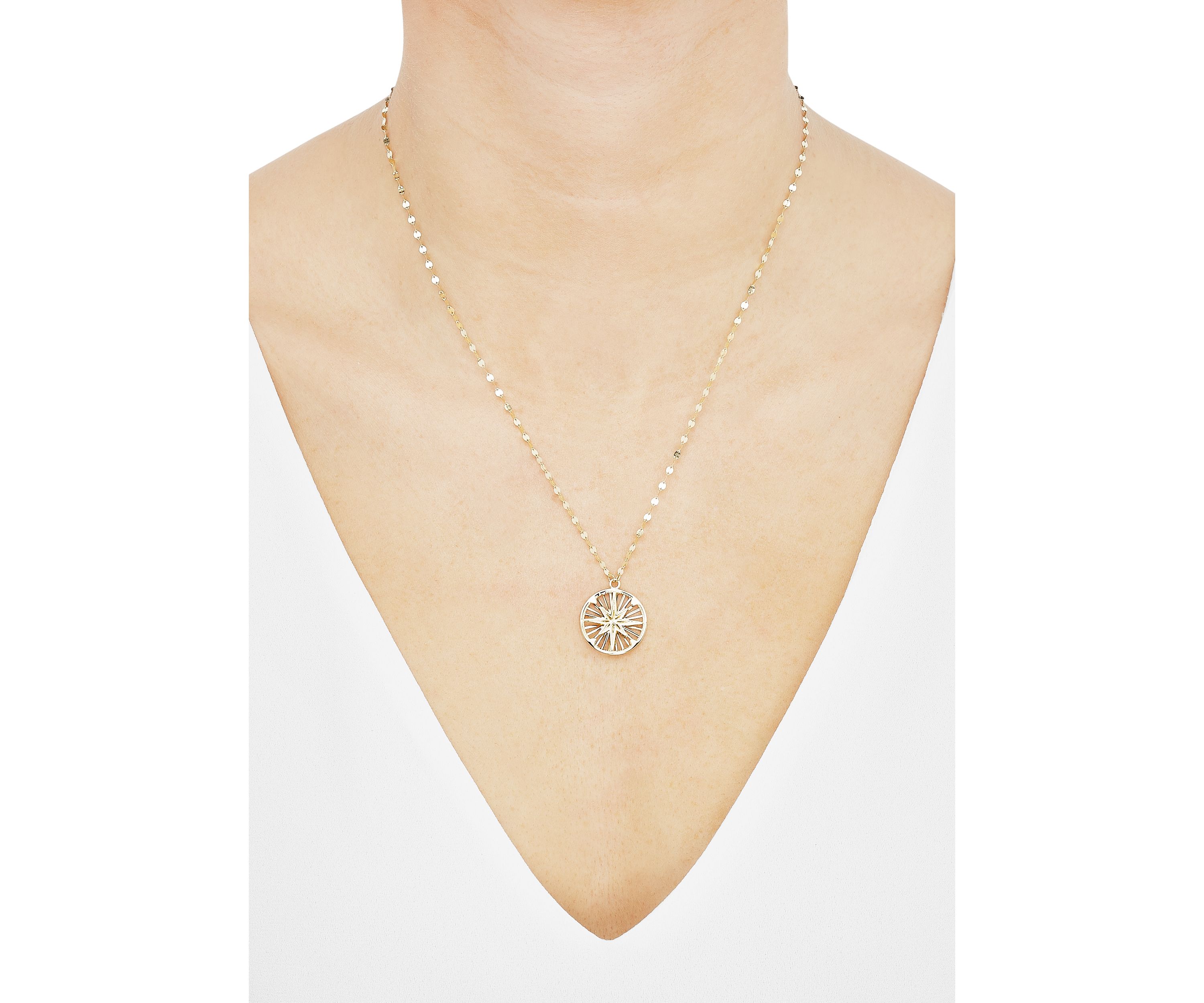Round Disk Neclace with 18" Cable Chain in 10K Yellow Gold