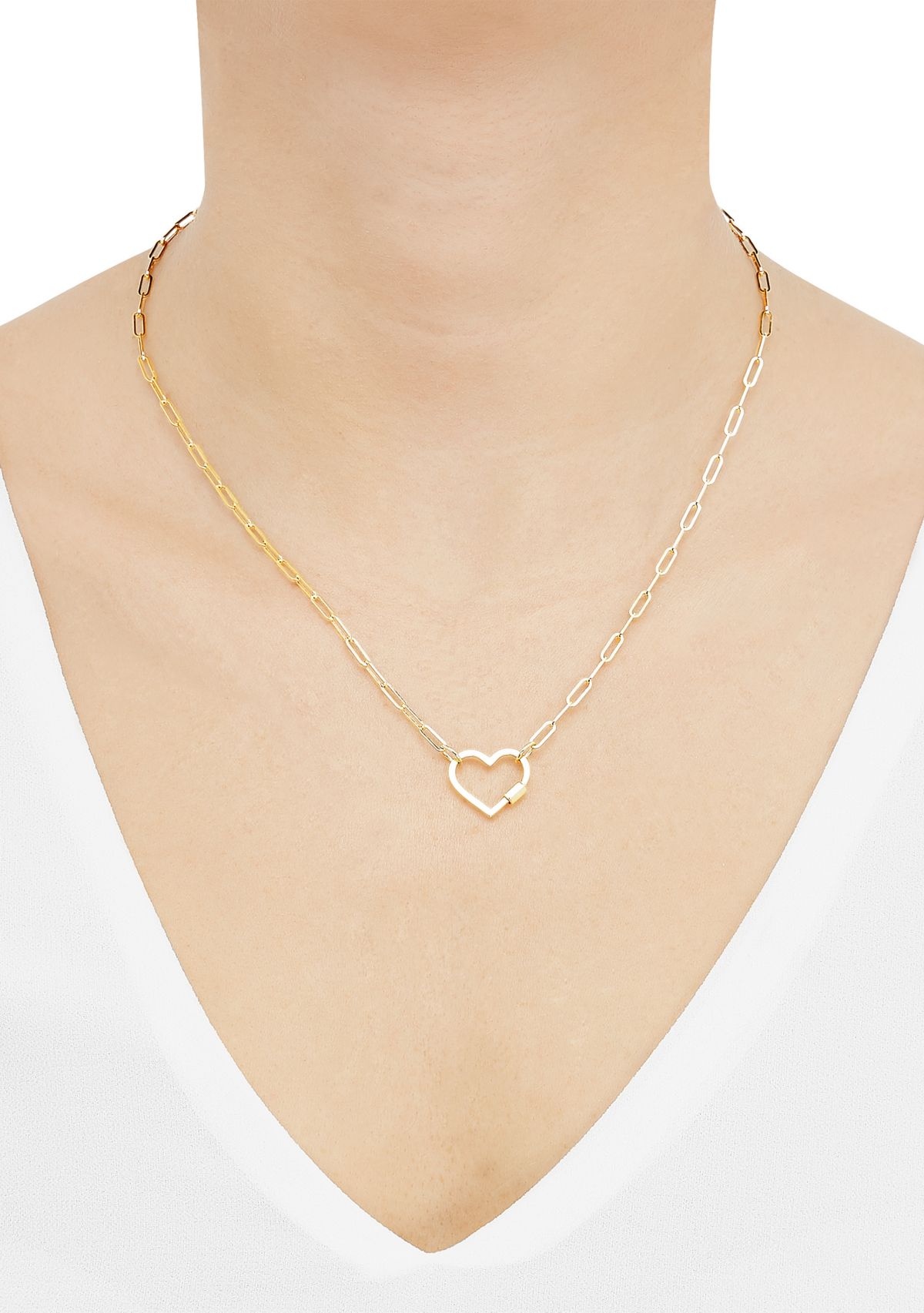 Open Heart Necklace in 10K Yellow Gold