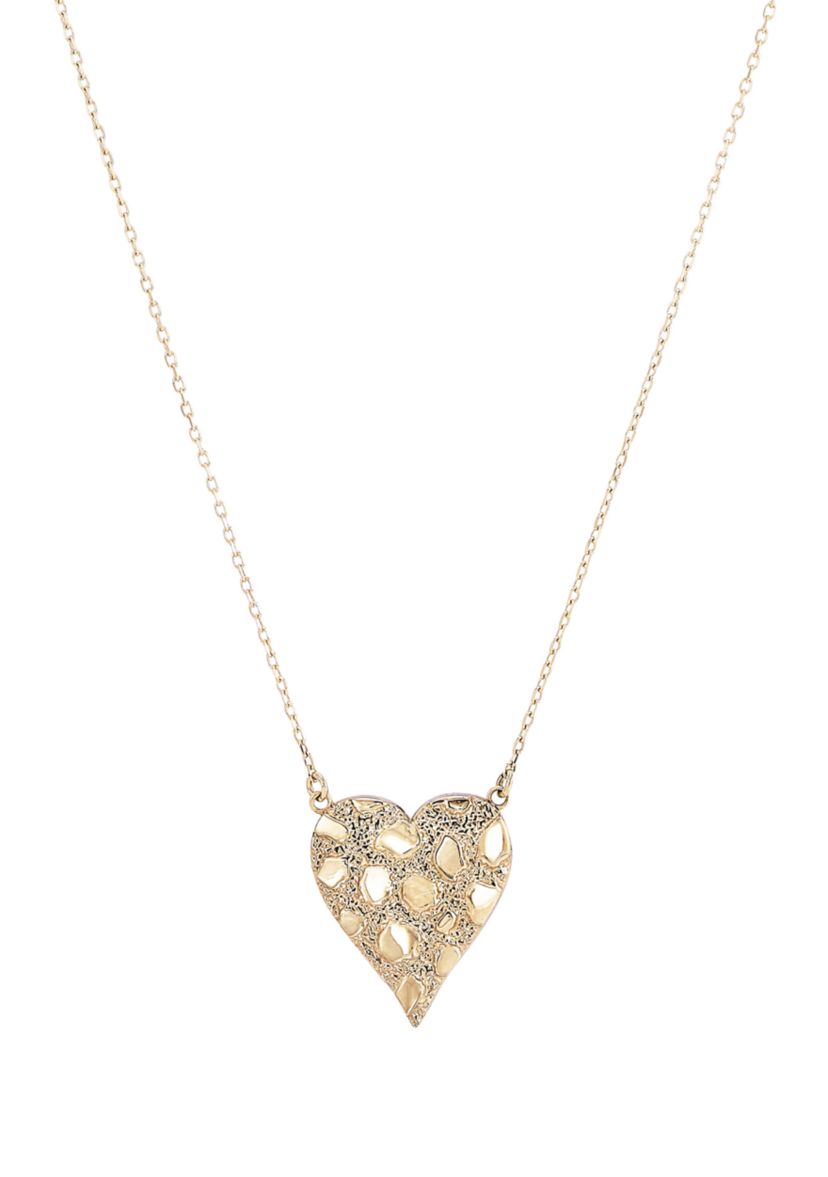 Nugget Heart Necklace with Forzatina Cable Chain in 10K Yellow Gold