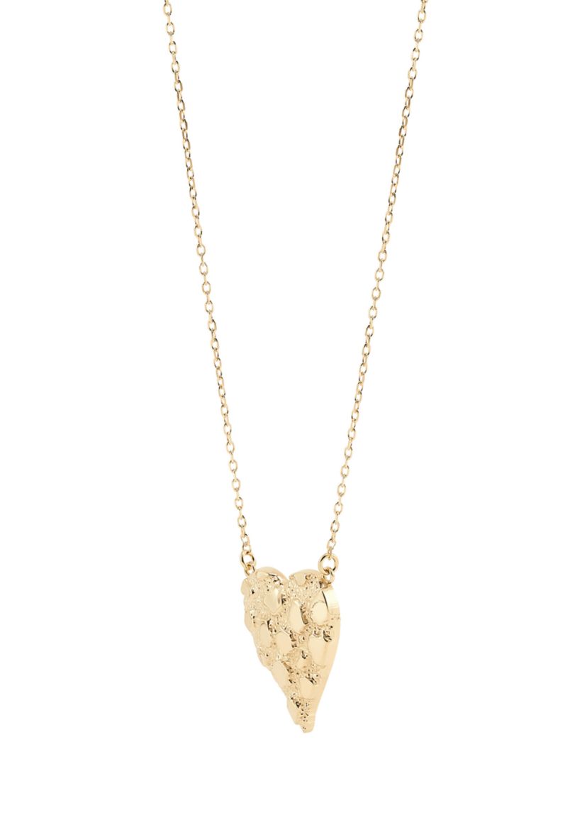 Nugget Heart Necklace with Forzatina Cable Chain in 10K Yellow Gold