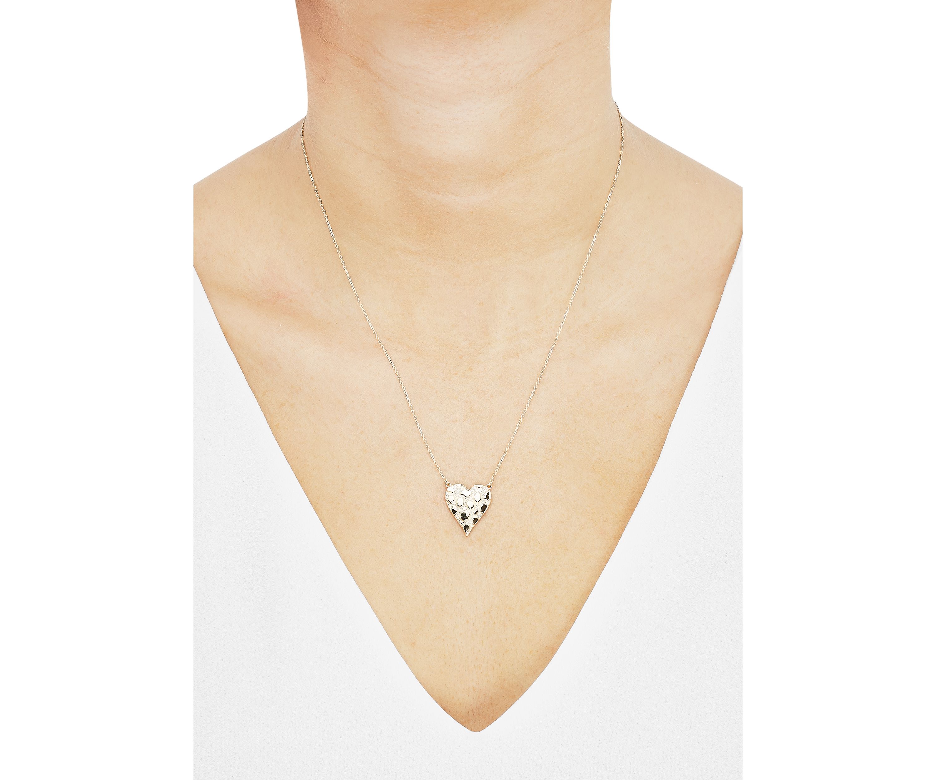 Nugget Heart Necklace with Forzatina Cable Chain in 10K Yellow Gold