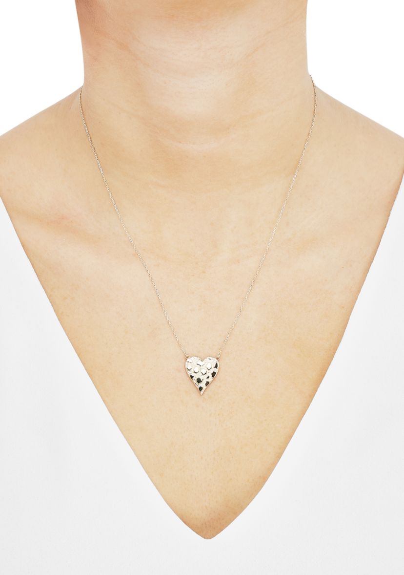 Nugget Heart Necklace with Forzatina Cable Chain in 10K Yellow Gold