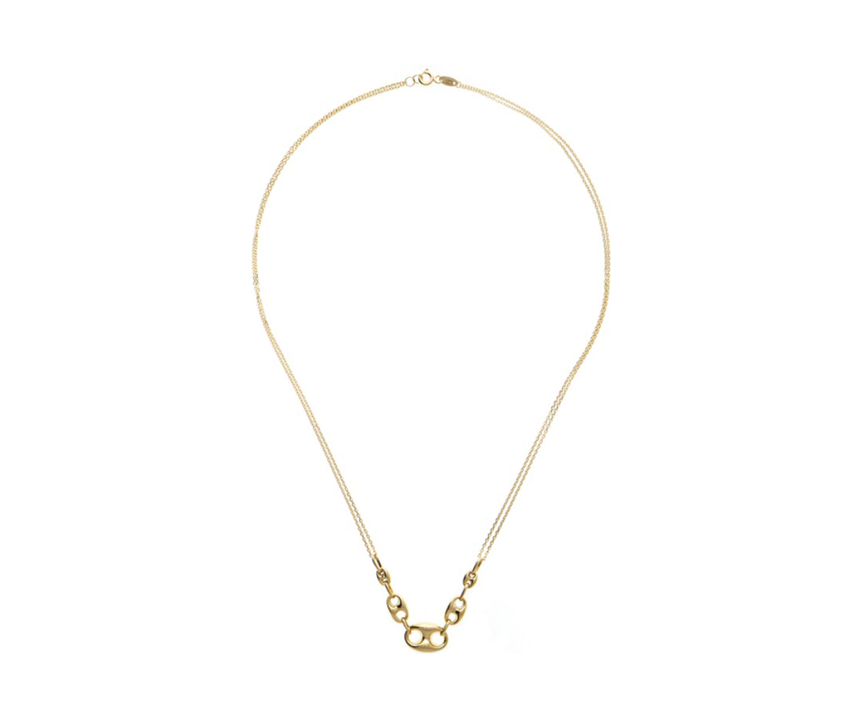 3 Graduated Marina 2 Row Chain Necklace in 10K Yellow Gold