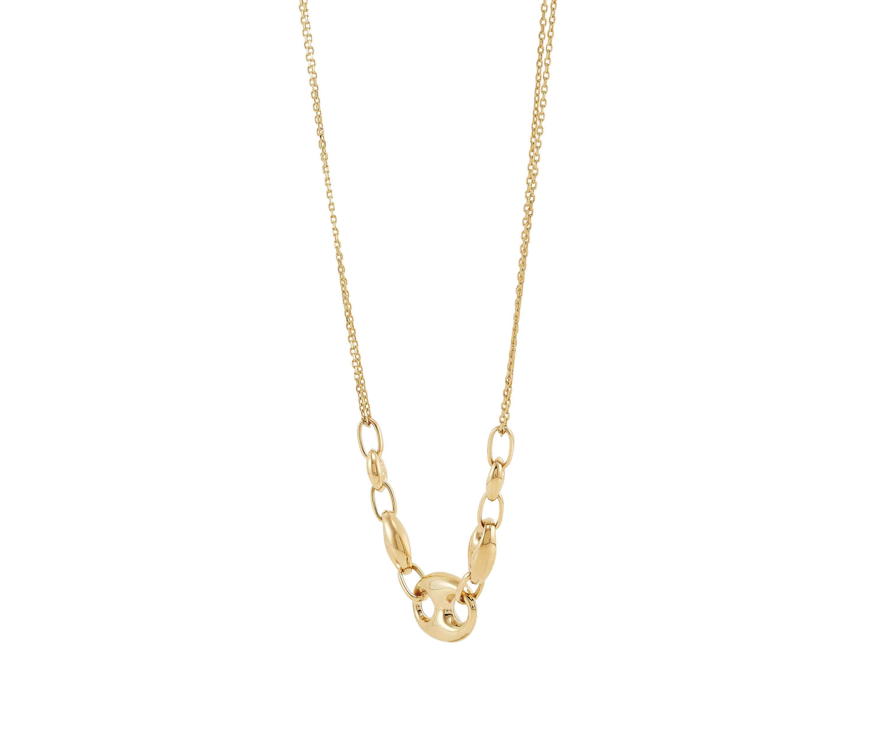 3 Graduated Marina 2 Row Chain Necklace in 10K Yellow Gold