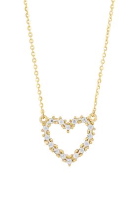 Belk & Co Heart Necklace in 10K Yellow and White Gold, 18 in
