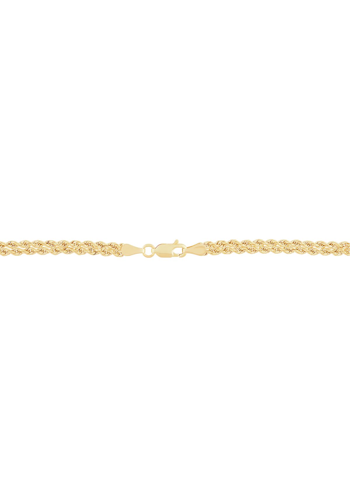 Layered Hollow Rope and Paperclip Necklace in 10K Yellow Gold
