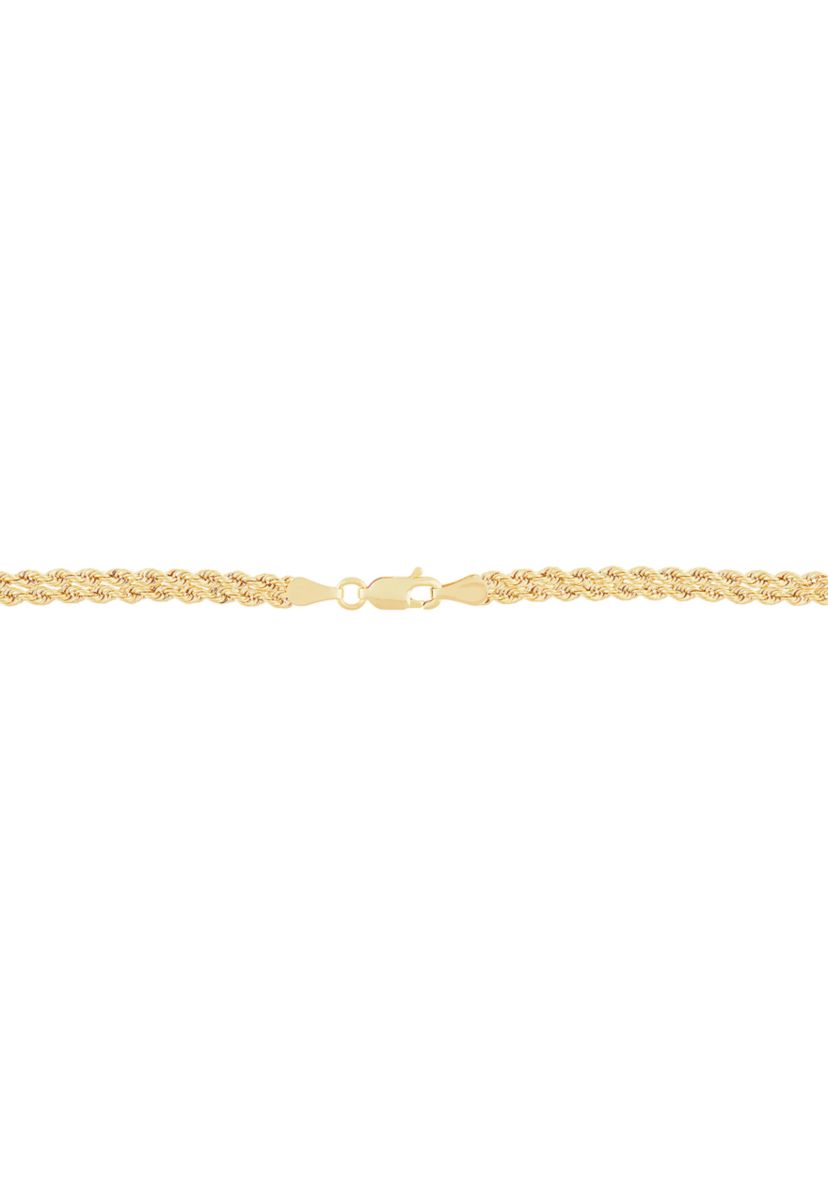 Layered Hollow Rope and Paperclip Necklace in 10K Yellow Gold