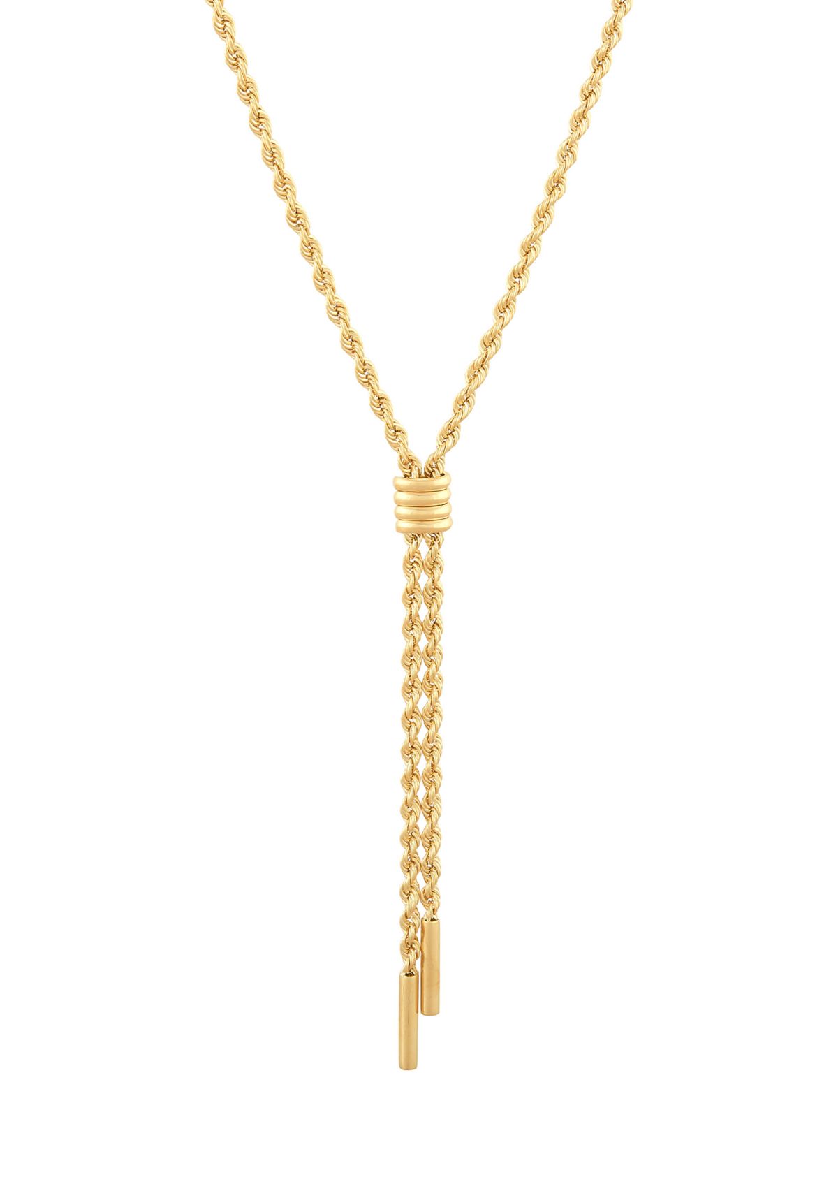 Tube Drop Lariat Necklace in 10K Yellow Gold