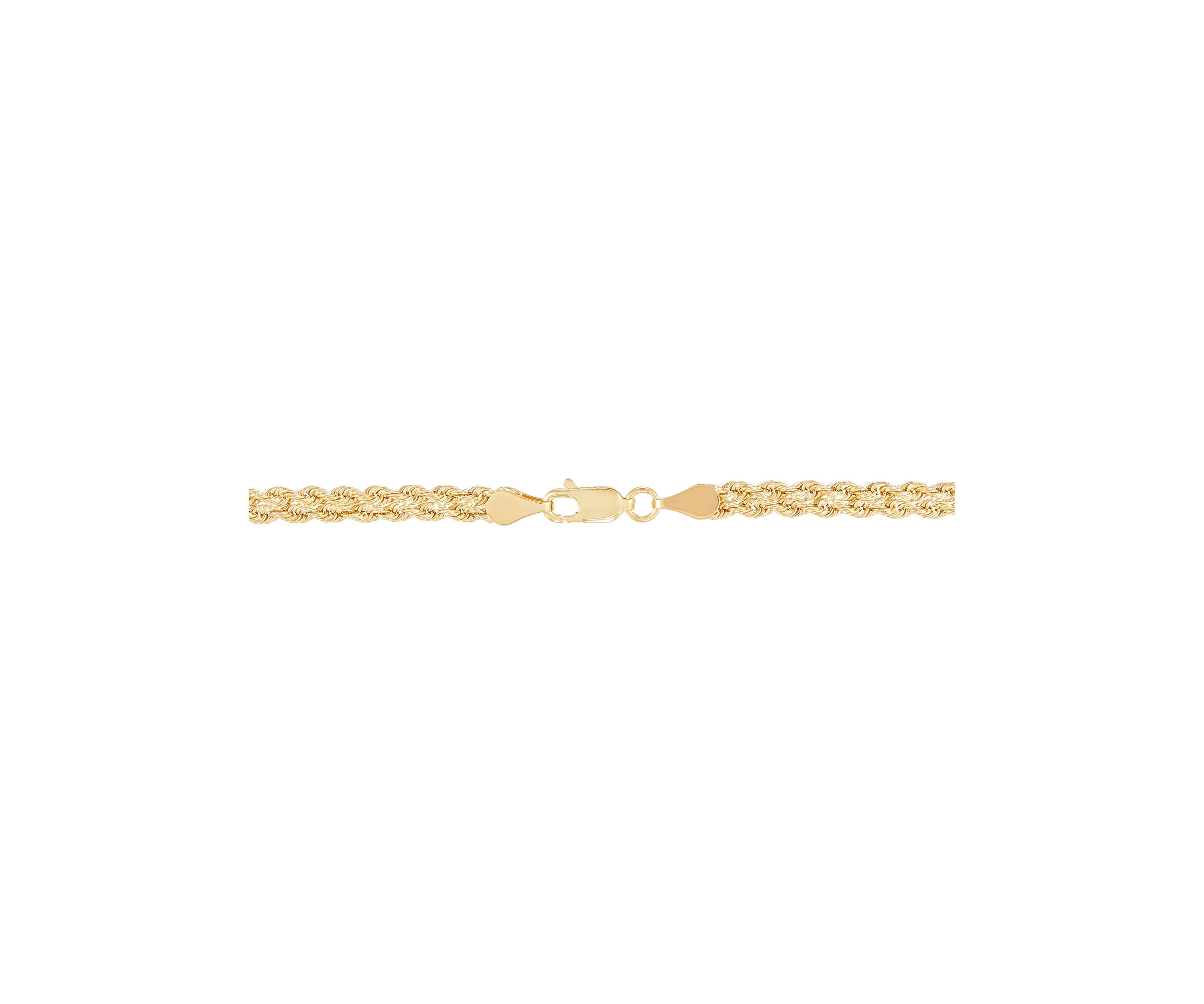 Layered Hollow Rope and Paperclip Necklace in 10K Yellow Gold