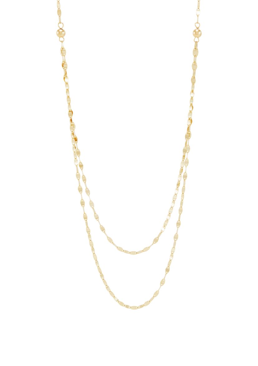 Layered Mirror Necklace in 10K Yellow Gold