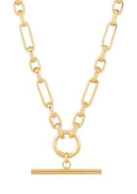 Belk & Co Oval Link With Bar Dangle Necklace In 10K Yellow Gold