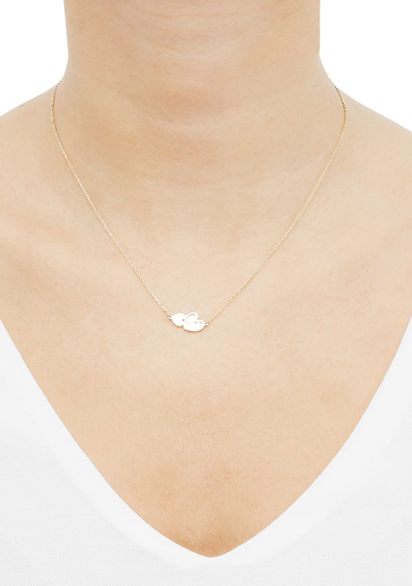 Double Heart Necklace in 10K Yellow Gold