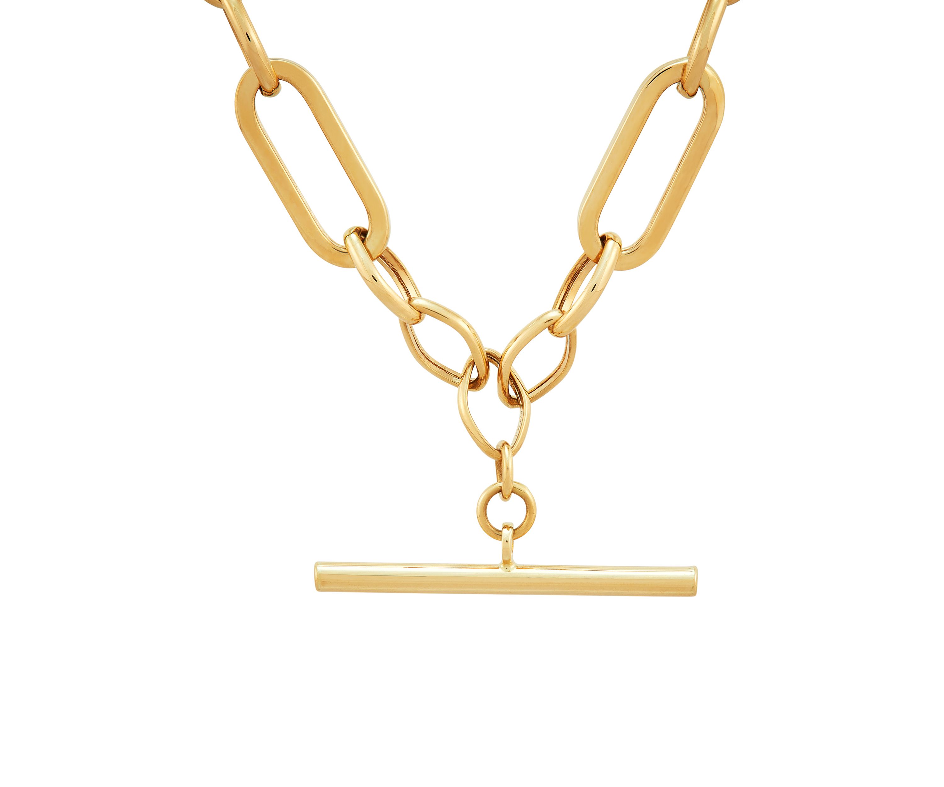 Hollow Alternate Link Bar Pendant Necklace in 10K Yellow Gold