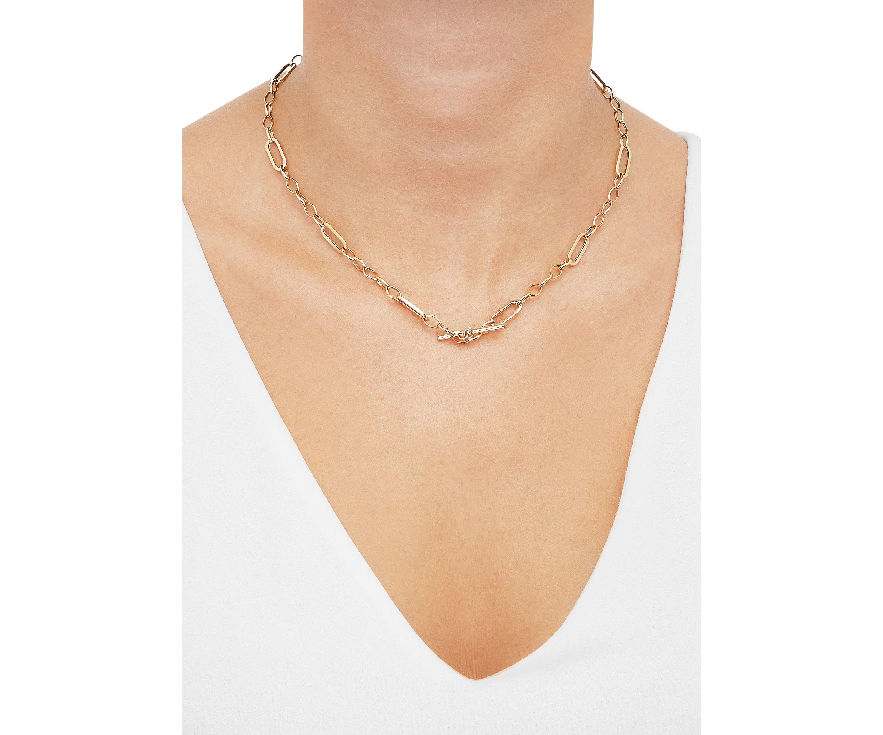 Hollow Alternate Link Bar Pendant Necklace in 10K Yellow Gold