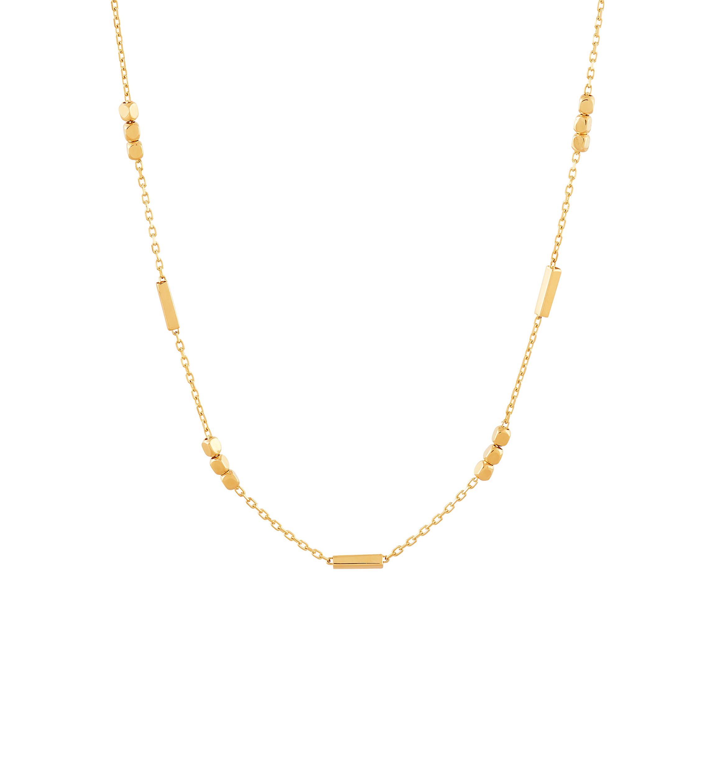 Tube Bar Station Necklace in 10K Yellow Gold