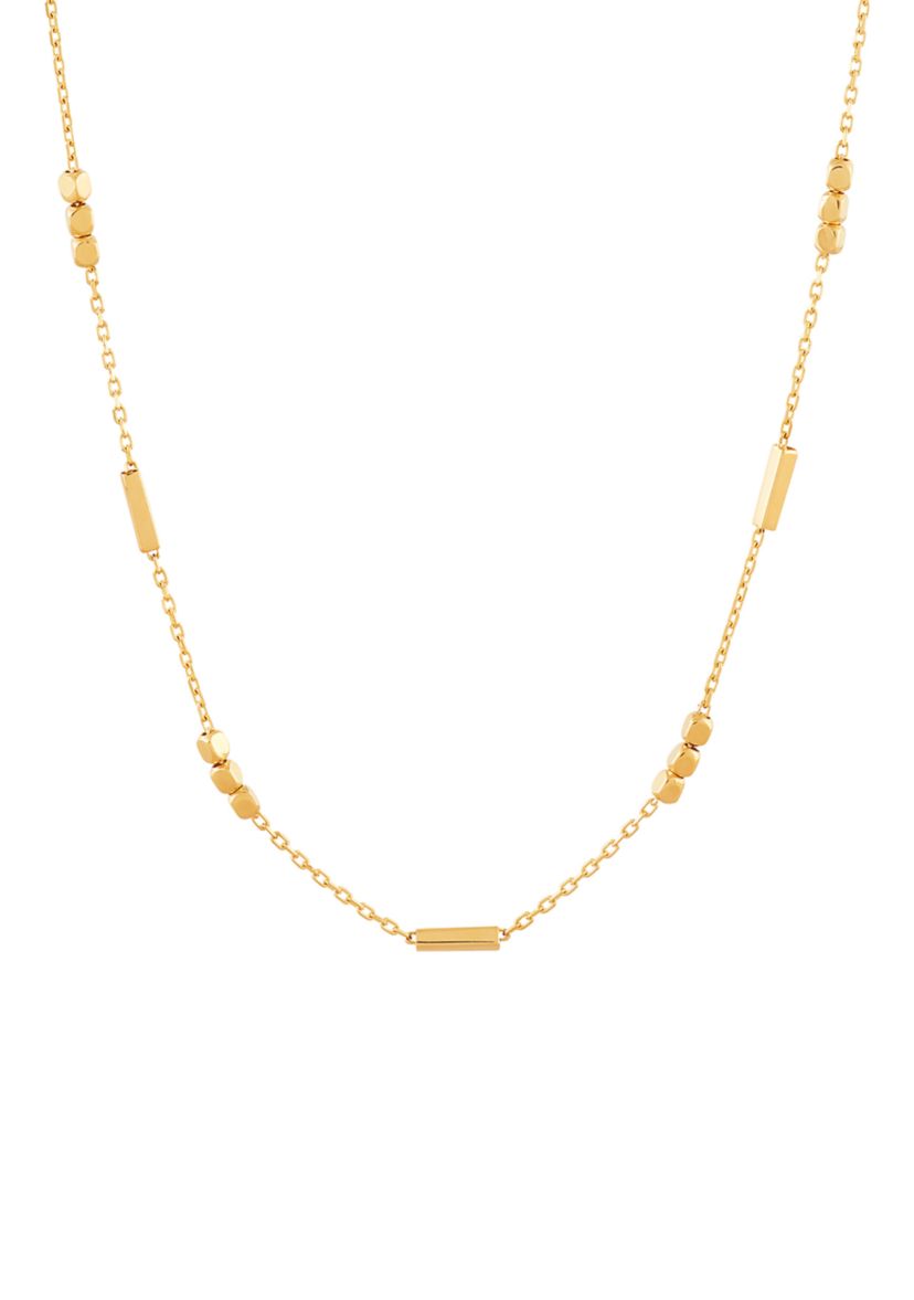 Tube Bar Station Necklace in 10K Yellow Gold