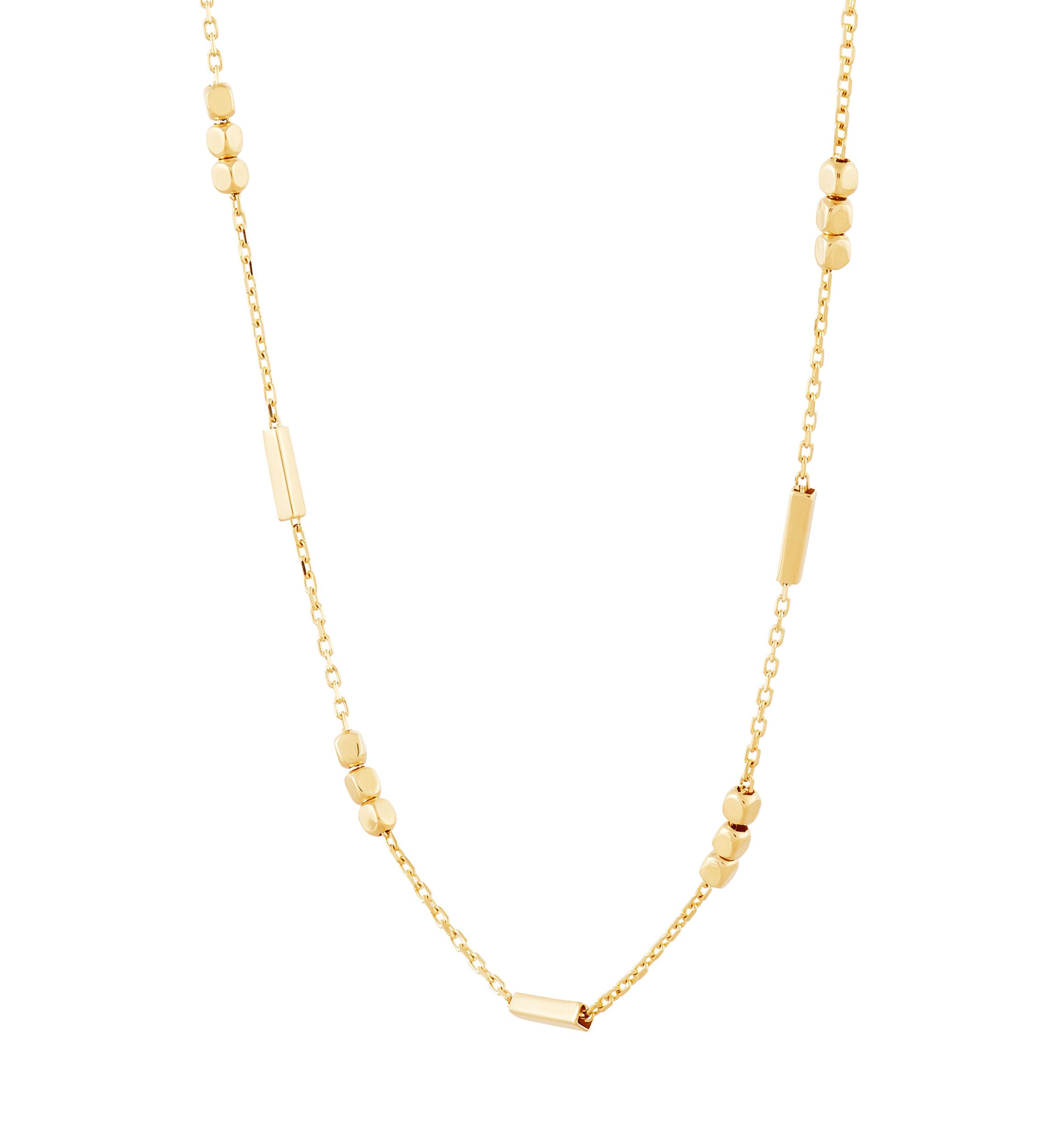 Tube Bar Station Necklace in 10K Yellow Gold