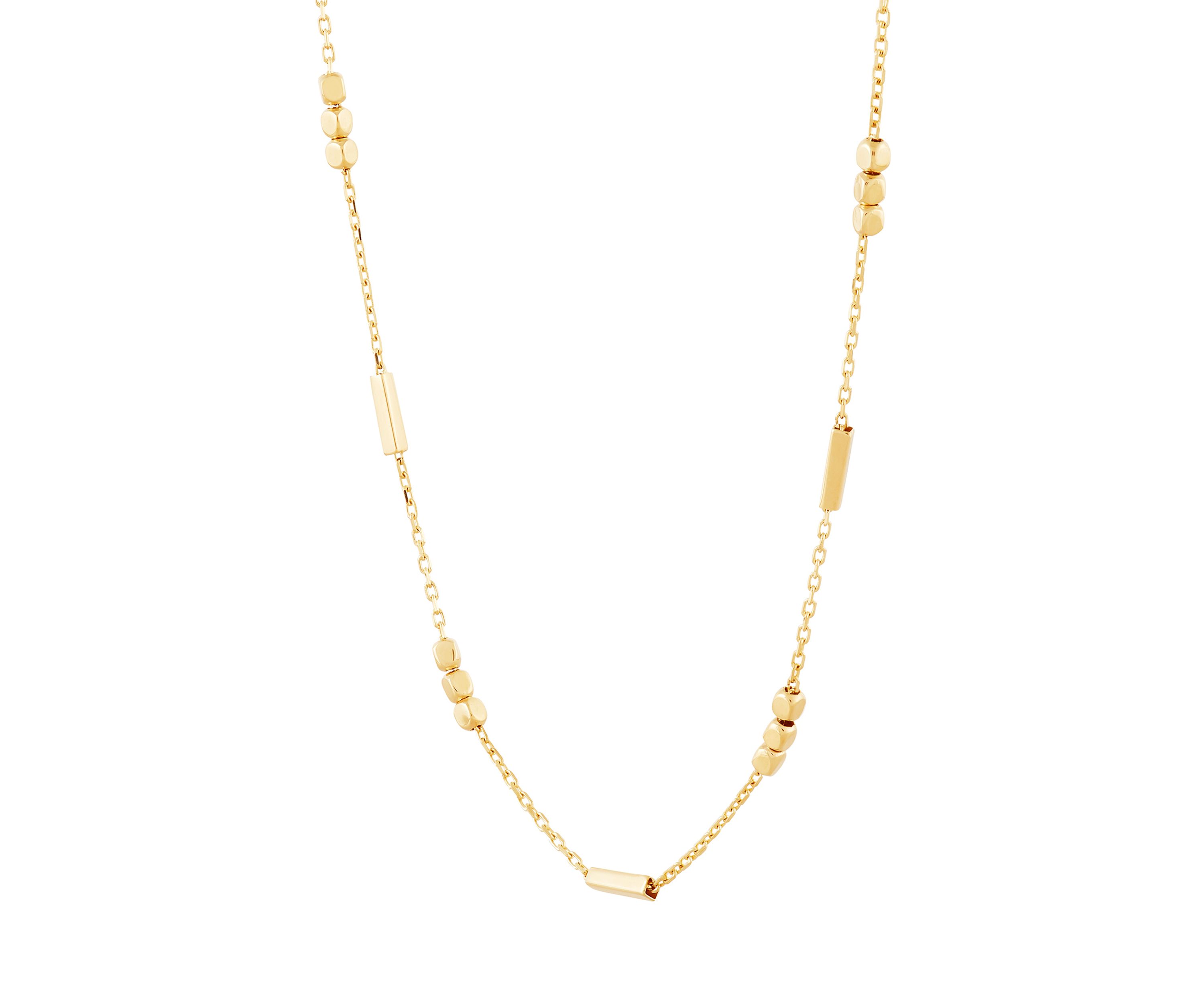 Tube Bar Station Necklace in 10K Yellow Gold
