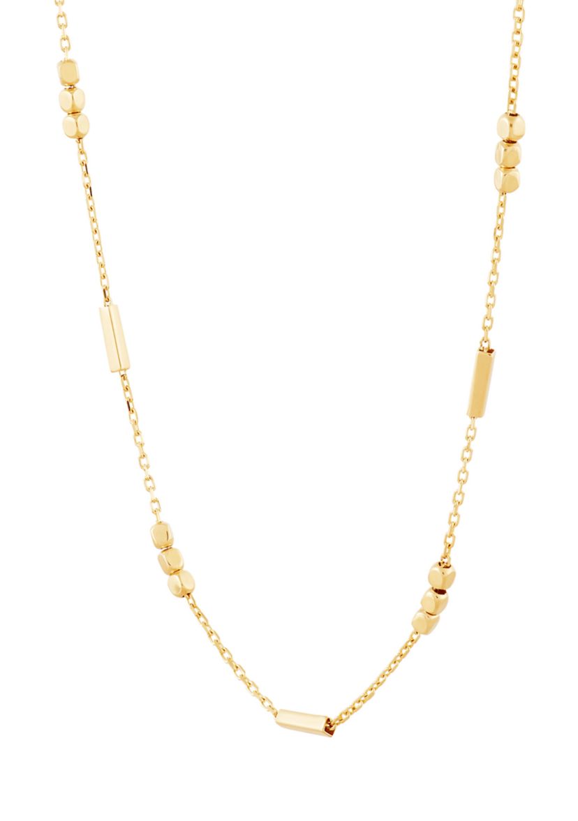 Tube Bar Station Necklace in 10K Yellow Gold