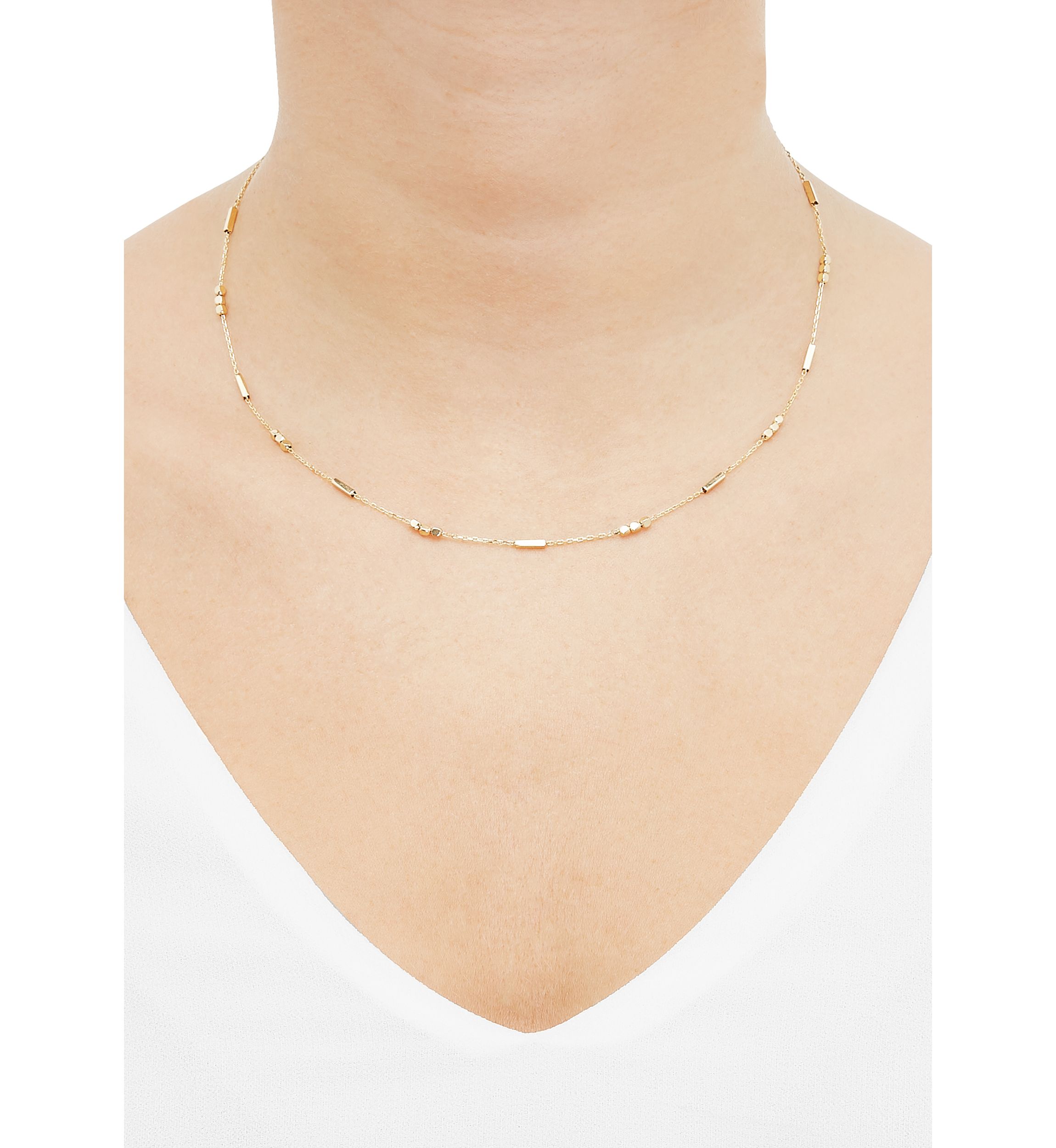 Tube Bar Station Necklace in 10K Yellow Gold