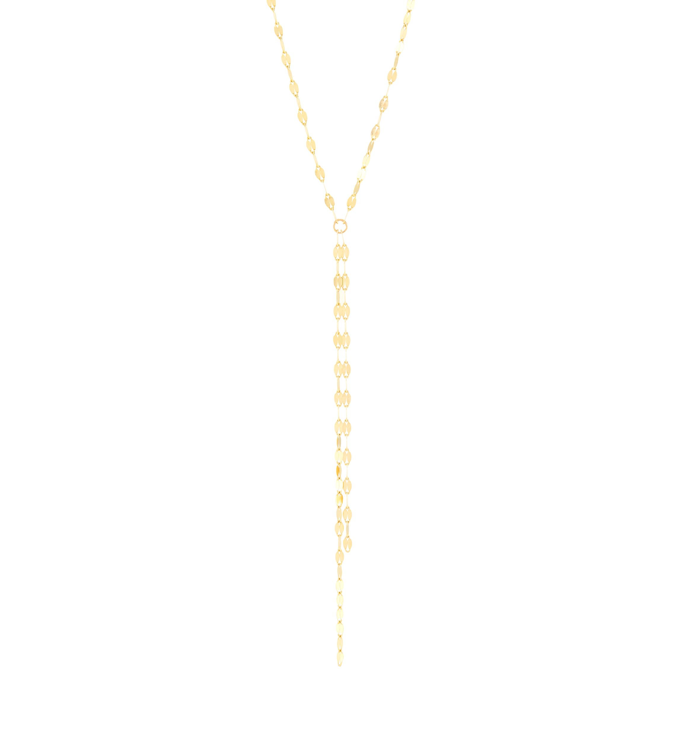 Mirror Twist Lariat Necklace in 10K Yellow Gold