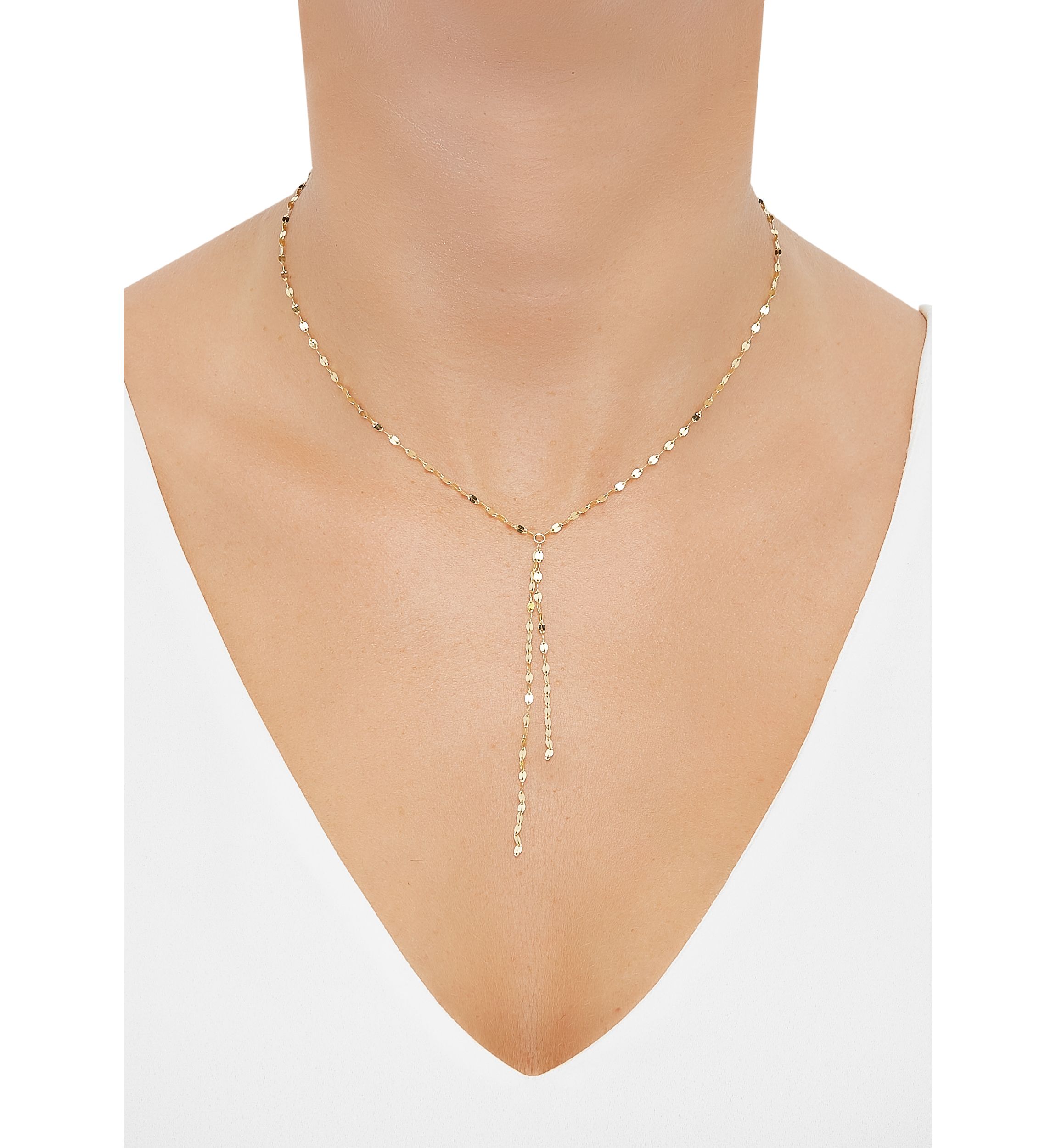 Mirror Twist Lariat Necklace in 10K Yellow Gold