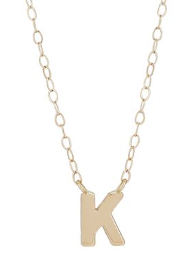 10K Yellow Gold Dainty Letter V Initial Name Monogram Necklace Charm Pendant