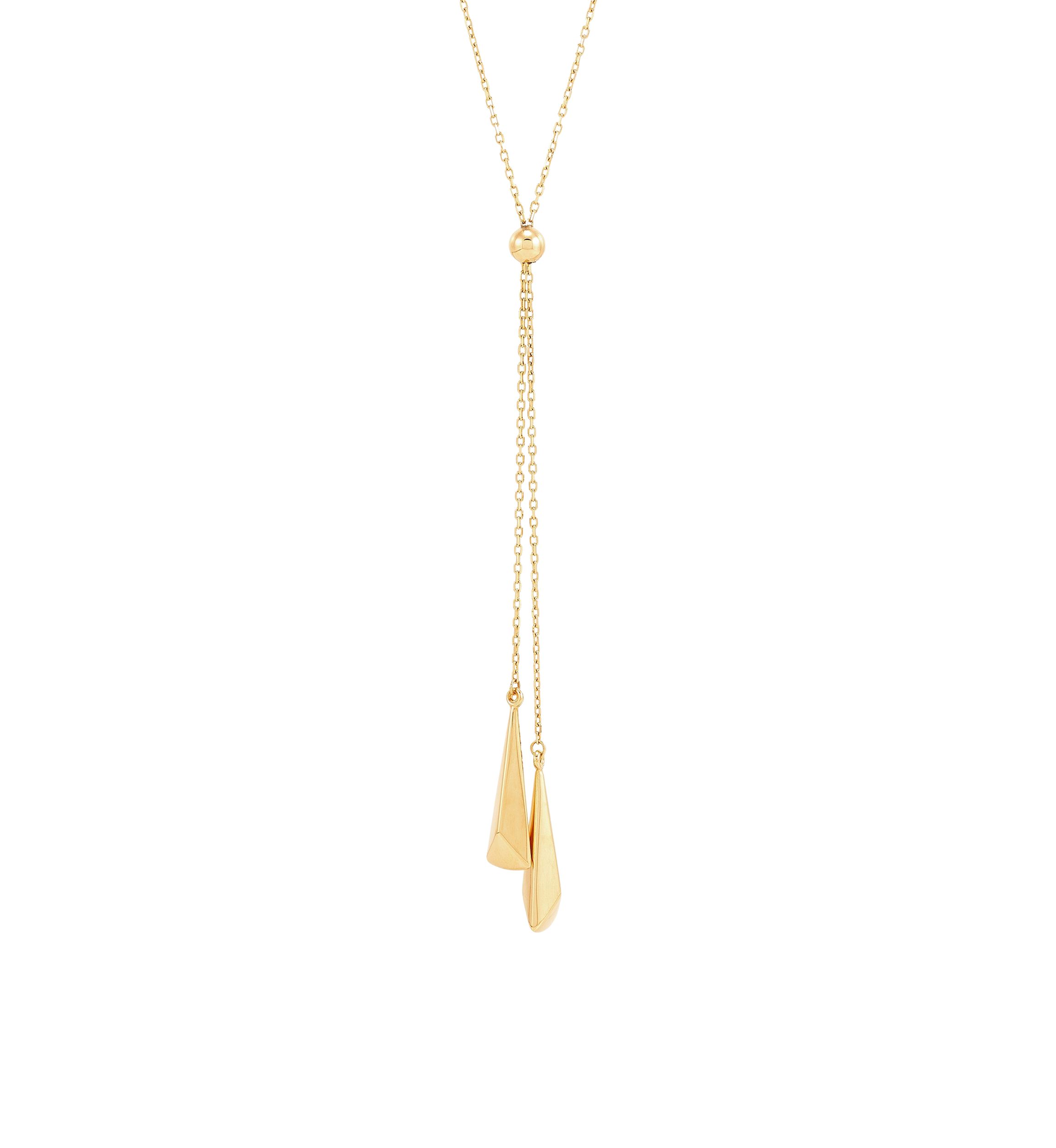 Long Triangle Drop Necklace in 10K Yellow Gold