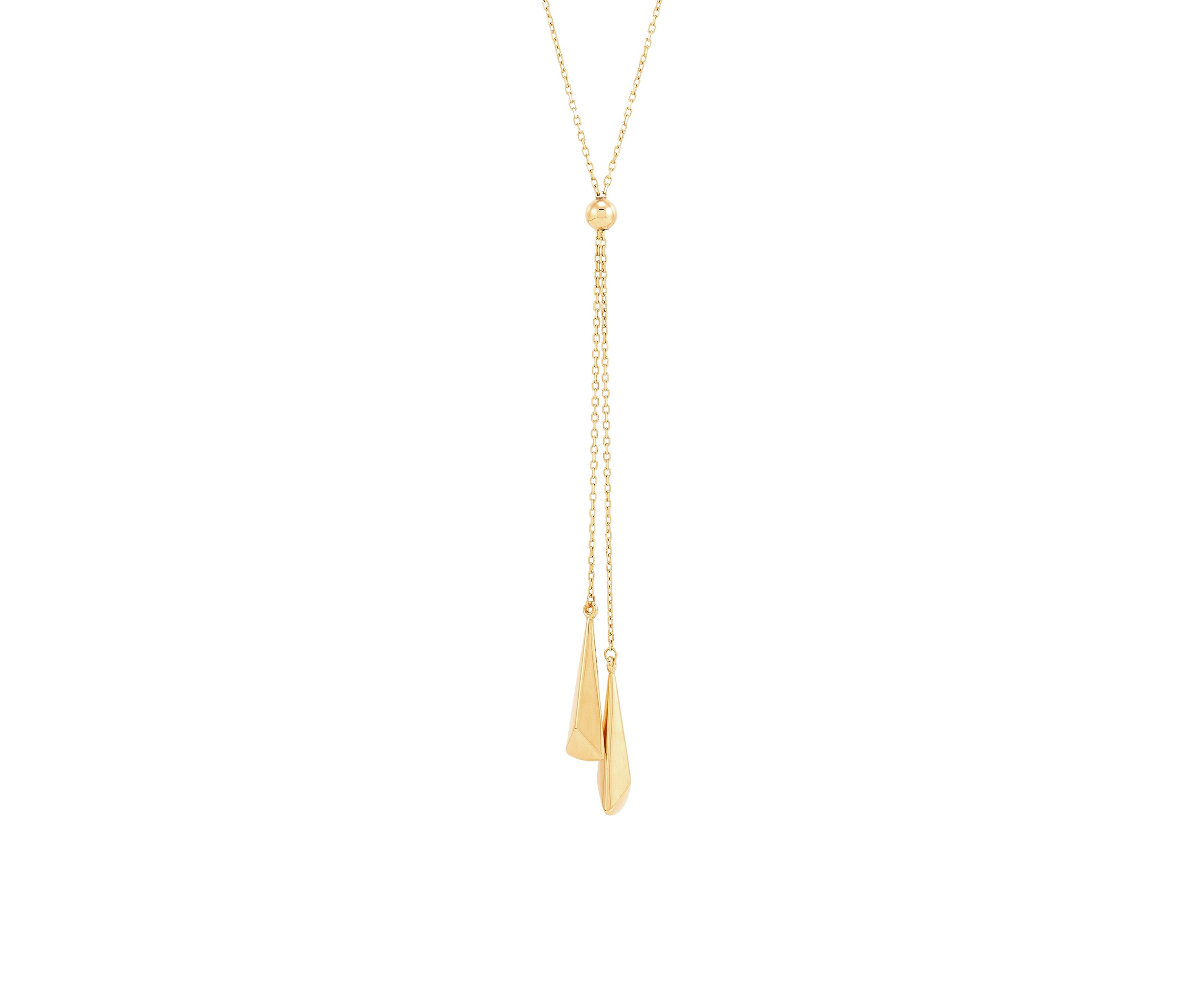 Long Triangle Drop Necklace in 10K Yellow Gold
