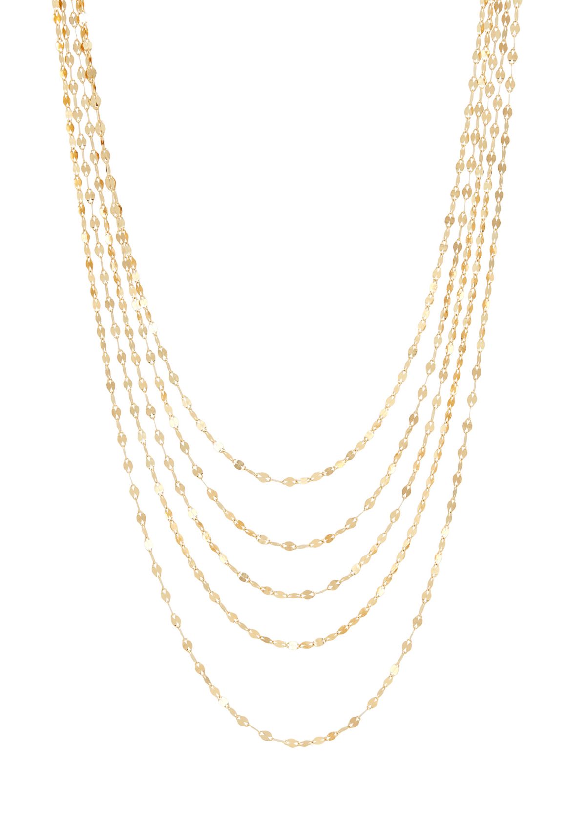 Solid Layered Mirror Necklace in 10K Yellow Gold