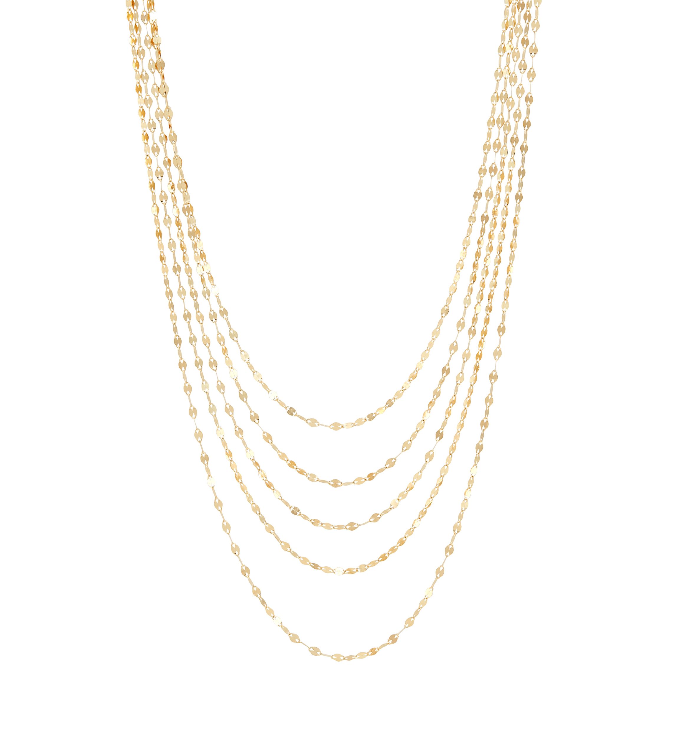 Solid Layered Mirror Necklace in 10K Yellow Gold