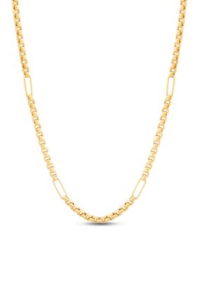 Belk & Co Paperclip Station Round Box Chain Necklace in 10K Yellow Gold, 18 in