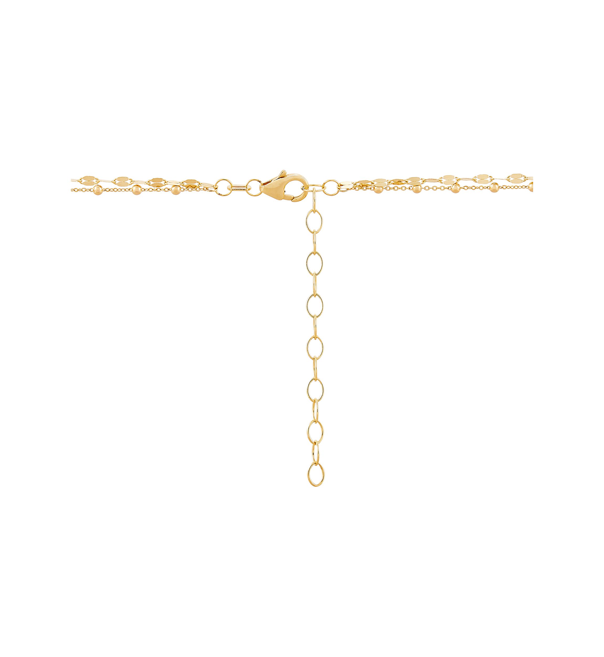 Double Layers with Beaded Necklace in 10K Yellow Gold