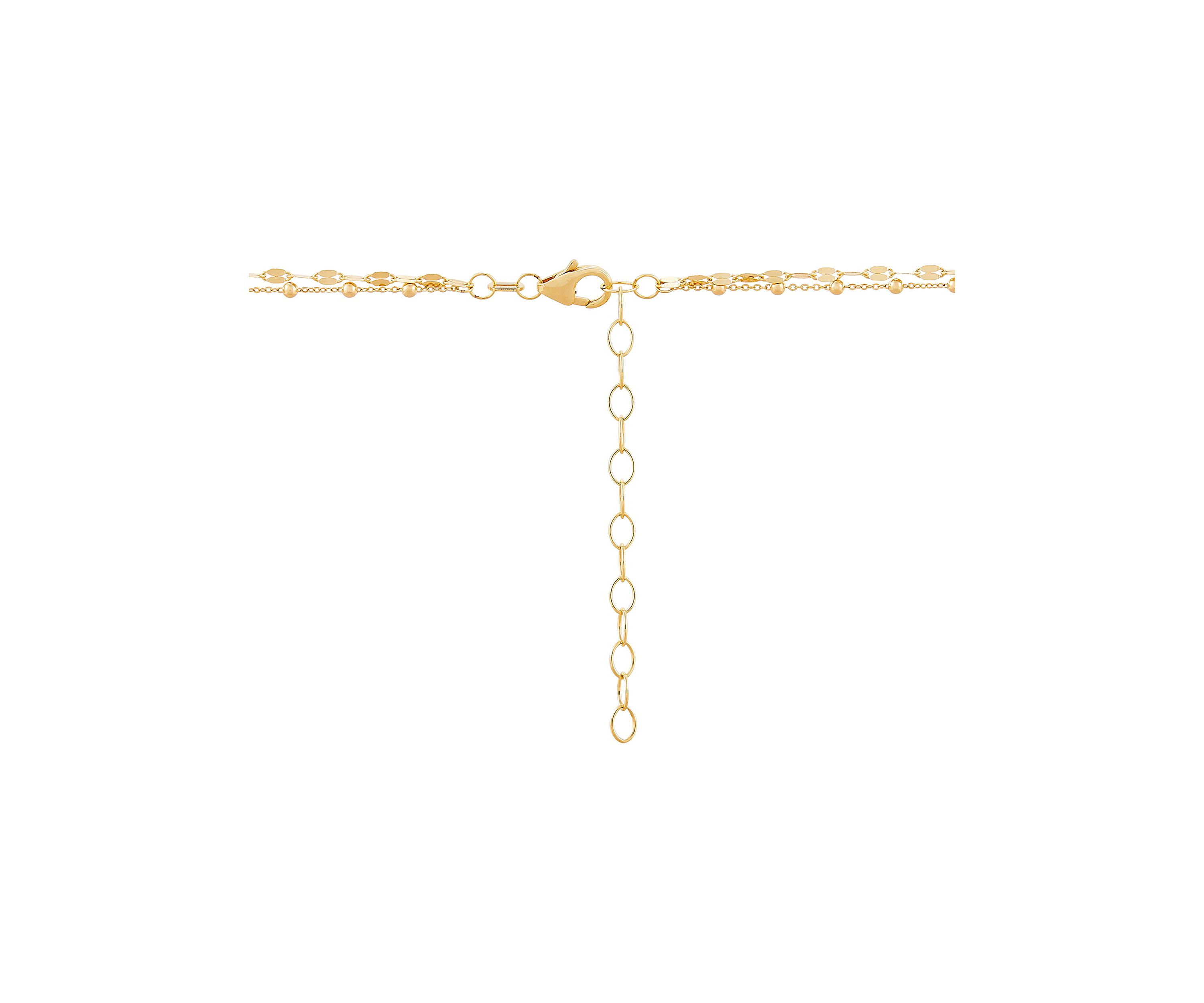 Double Layers with Beaded Necklace in 10K Yellow Gold