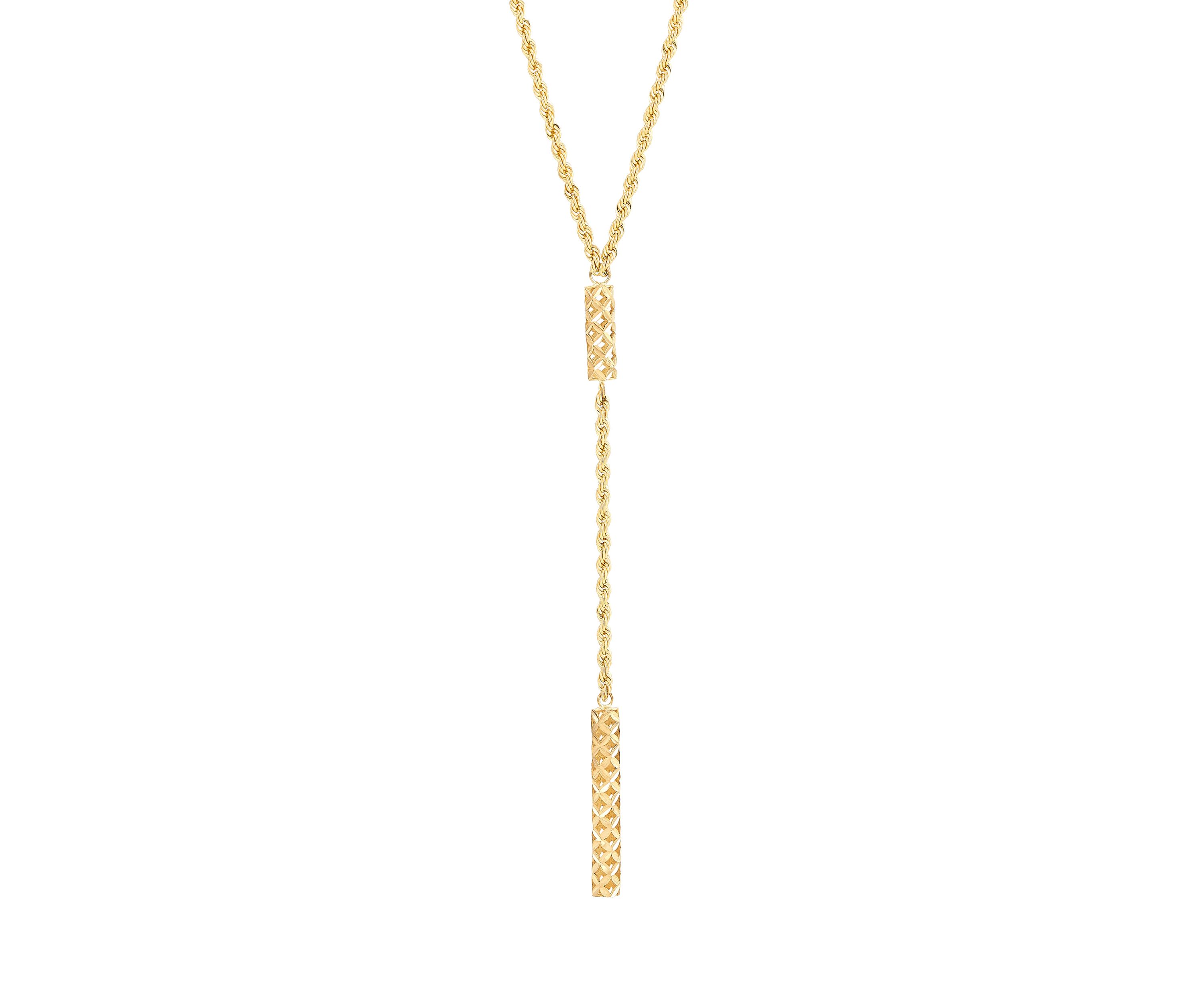 Bar Lariat Necklace in 10K Yellow Gold