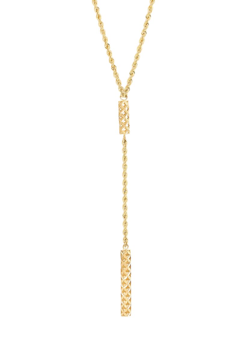 Bar Lariat Necklace in 10K Yellow Gold