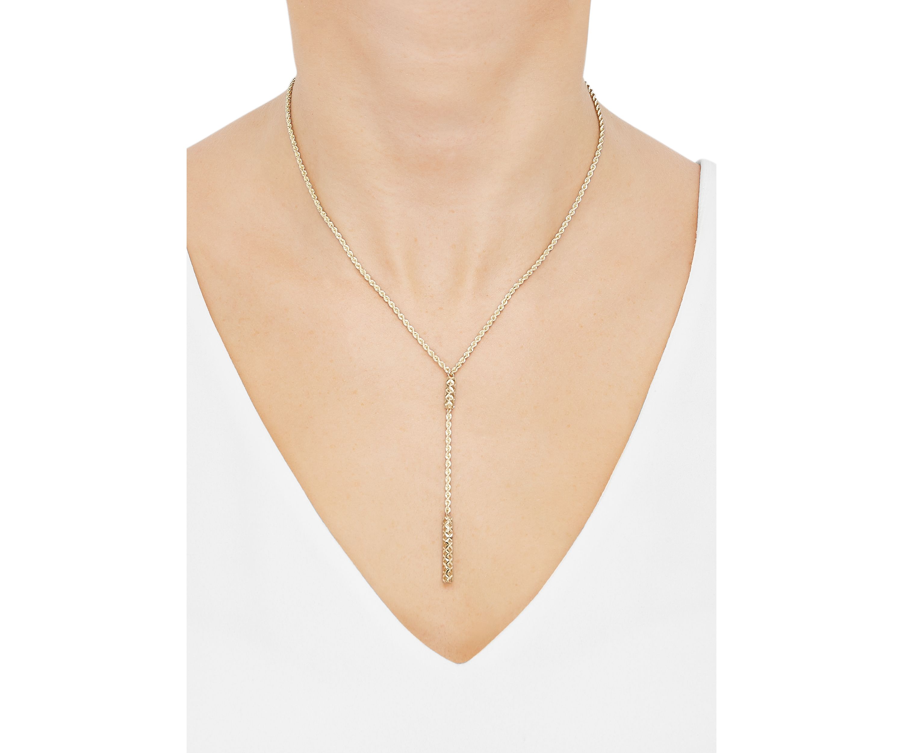 Bar Lariat Necklace in 10K Yellow Gold