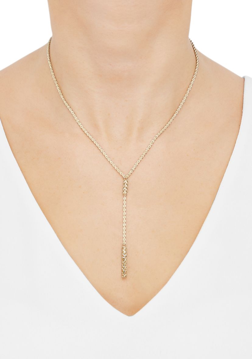 Bar Lariat Necklace in 10K Yellow Gold