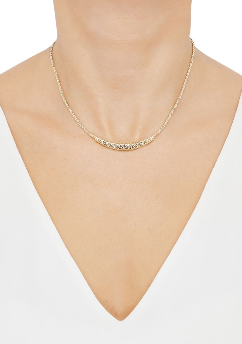 Curve Bar Necklace in 10K Yellow Gold