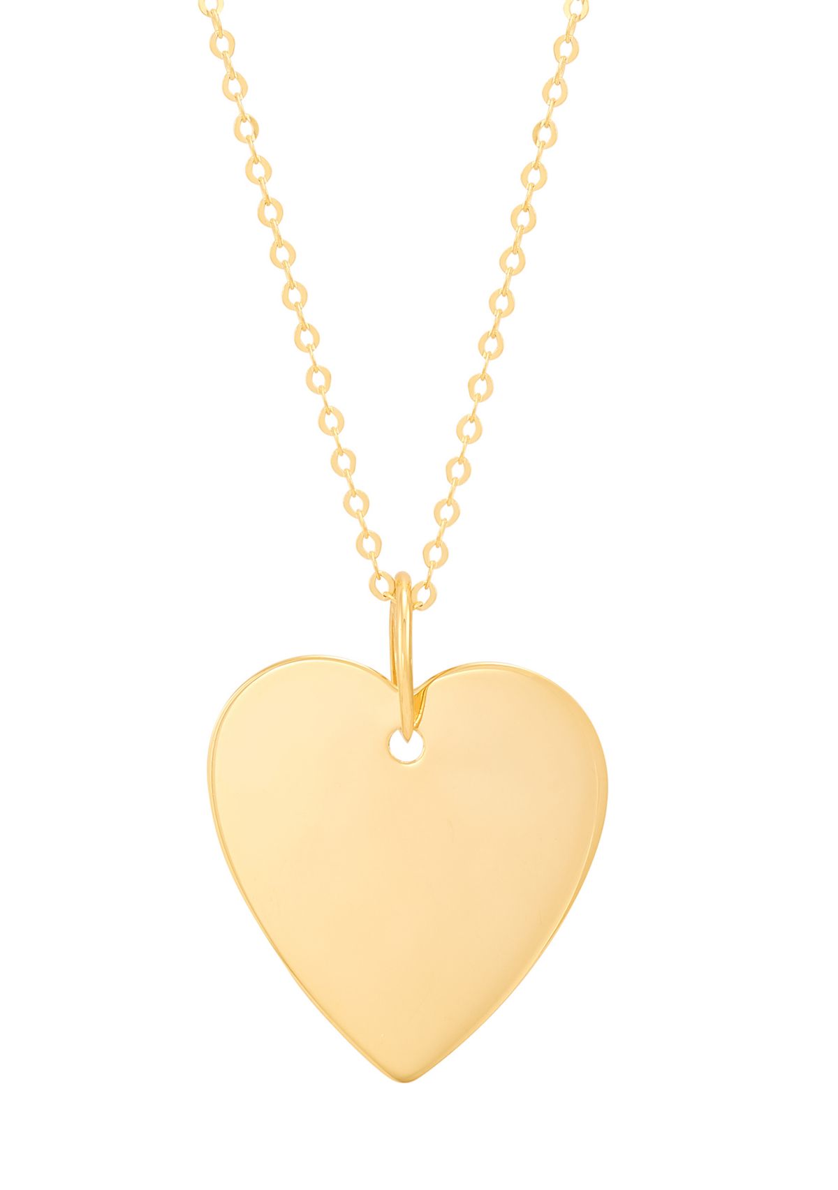 Flat Heart Necklace in 10K Yellow Gold