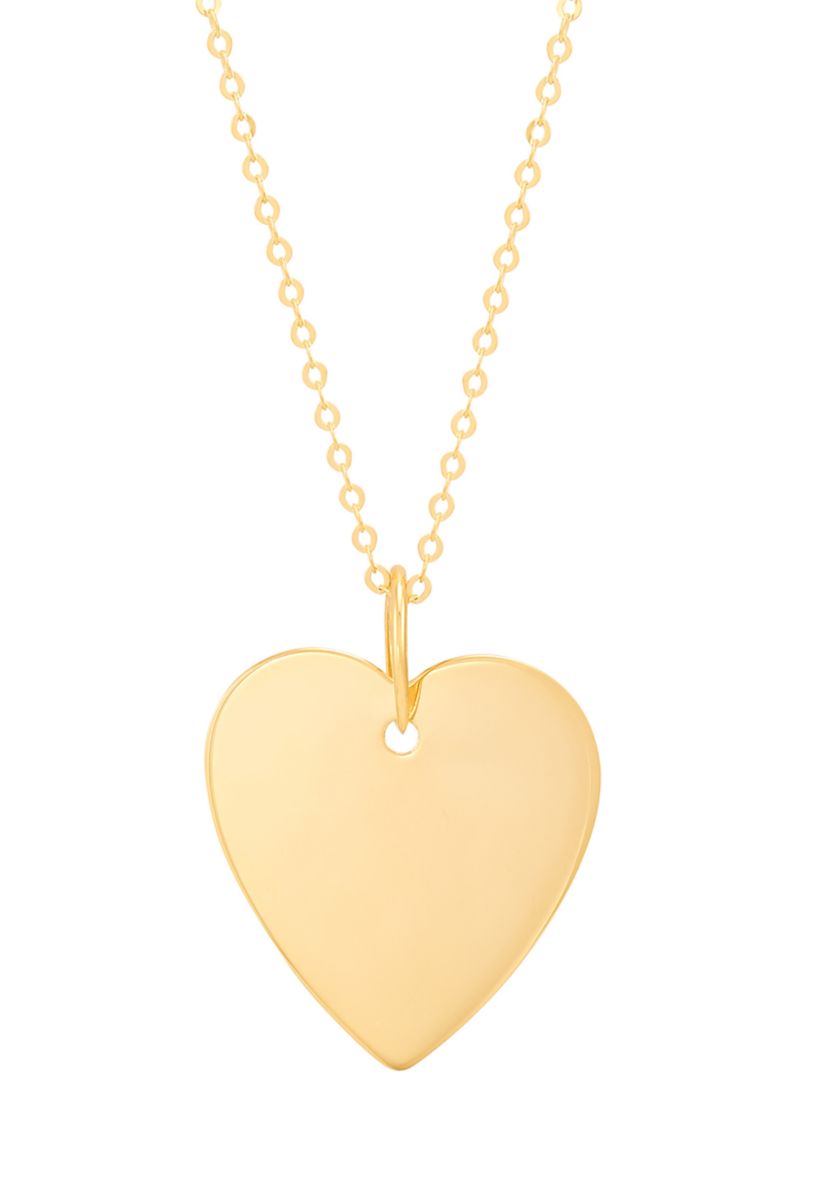 Flat Heart Necklace in 10K Yellow Gold