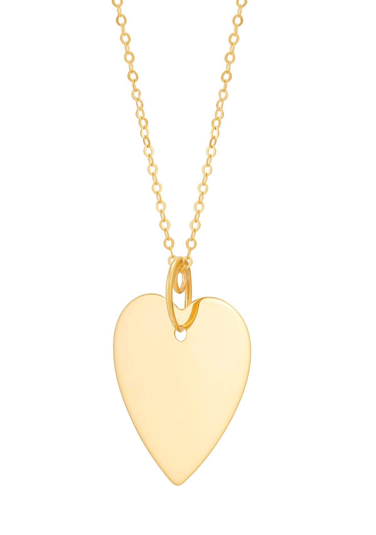 Flat Heart Necklace in 10K Yellow Gold