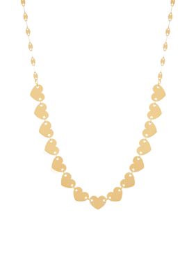 Belk & Co Multi Hearts Station Necklace in 10K Yellow Gold, 18 in