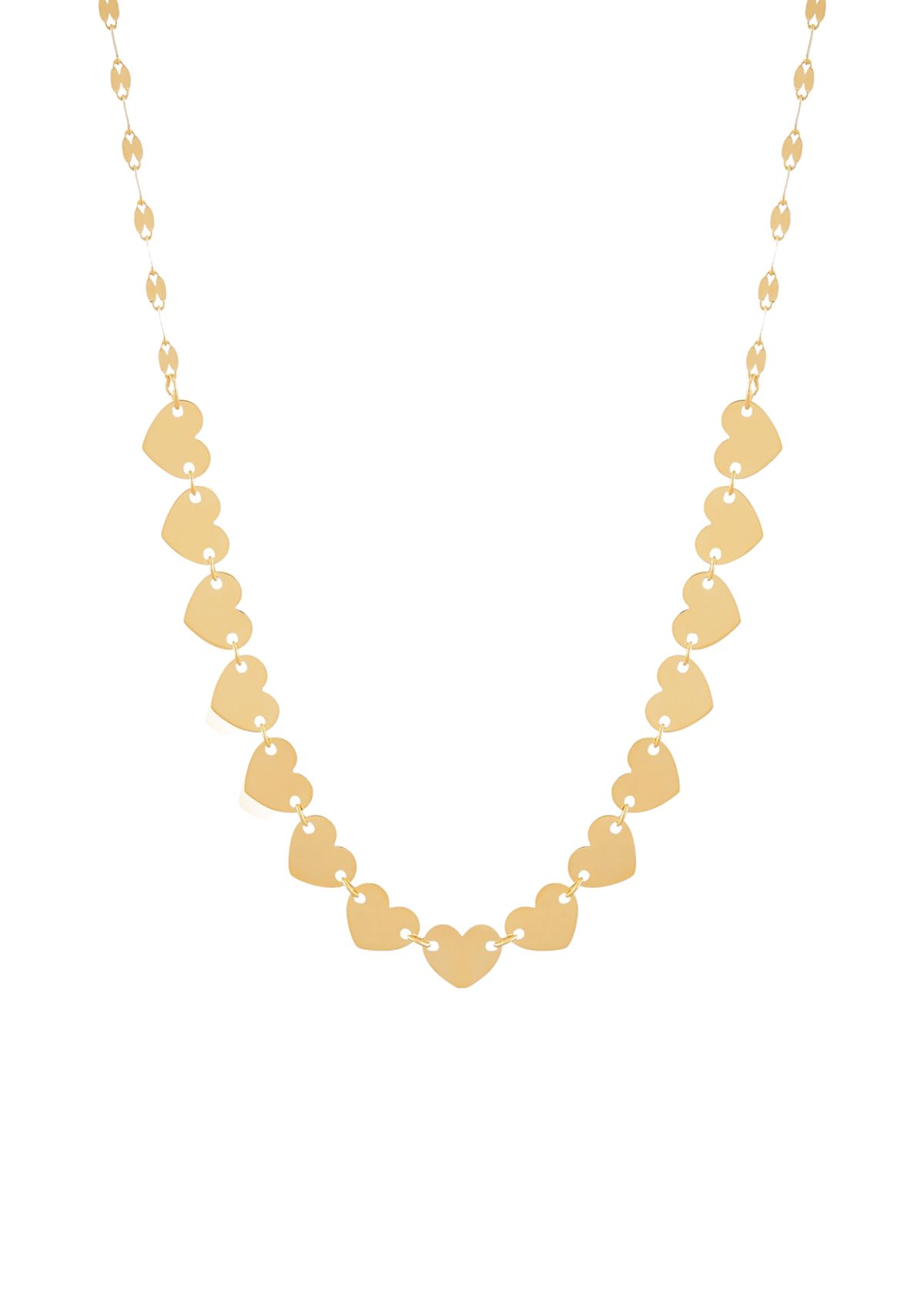Multi Hearts Station Necklace in 10K Yellow Gold